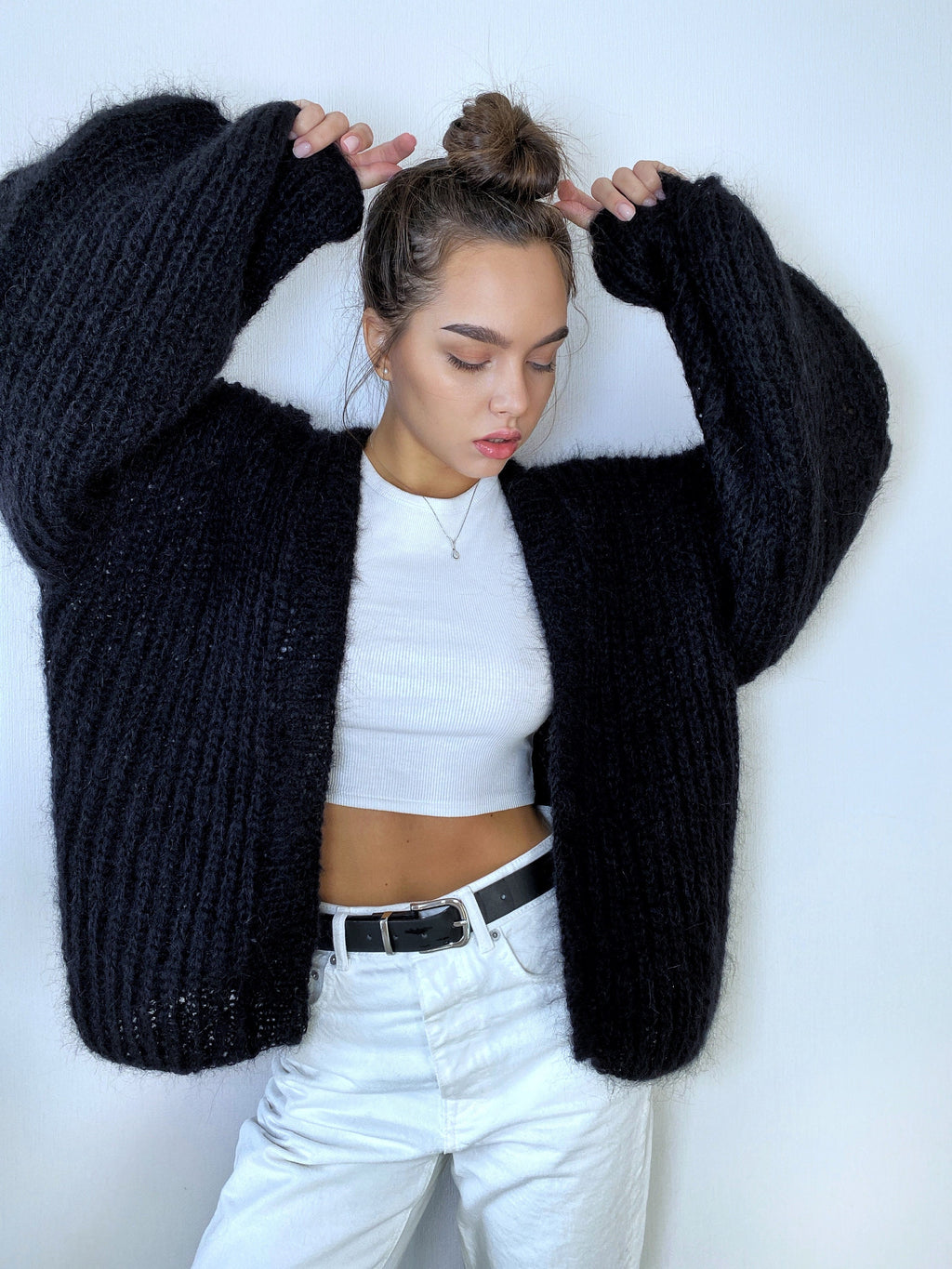 Knit short mohair cardigan black Mohair bolero Wedding Cardigan Wool fluffy cape Bridal jackets hawl Knitted jacket Chunky knit cardigan