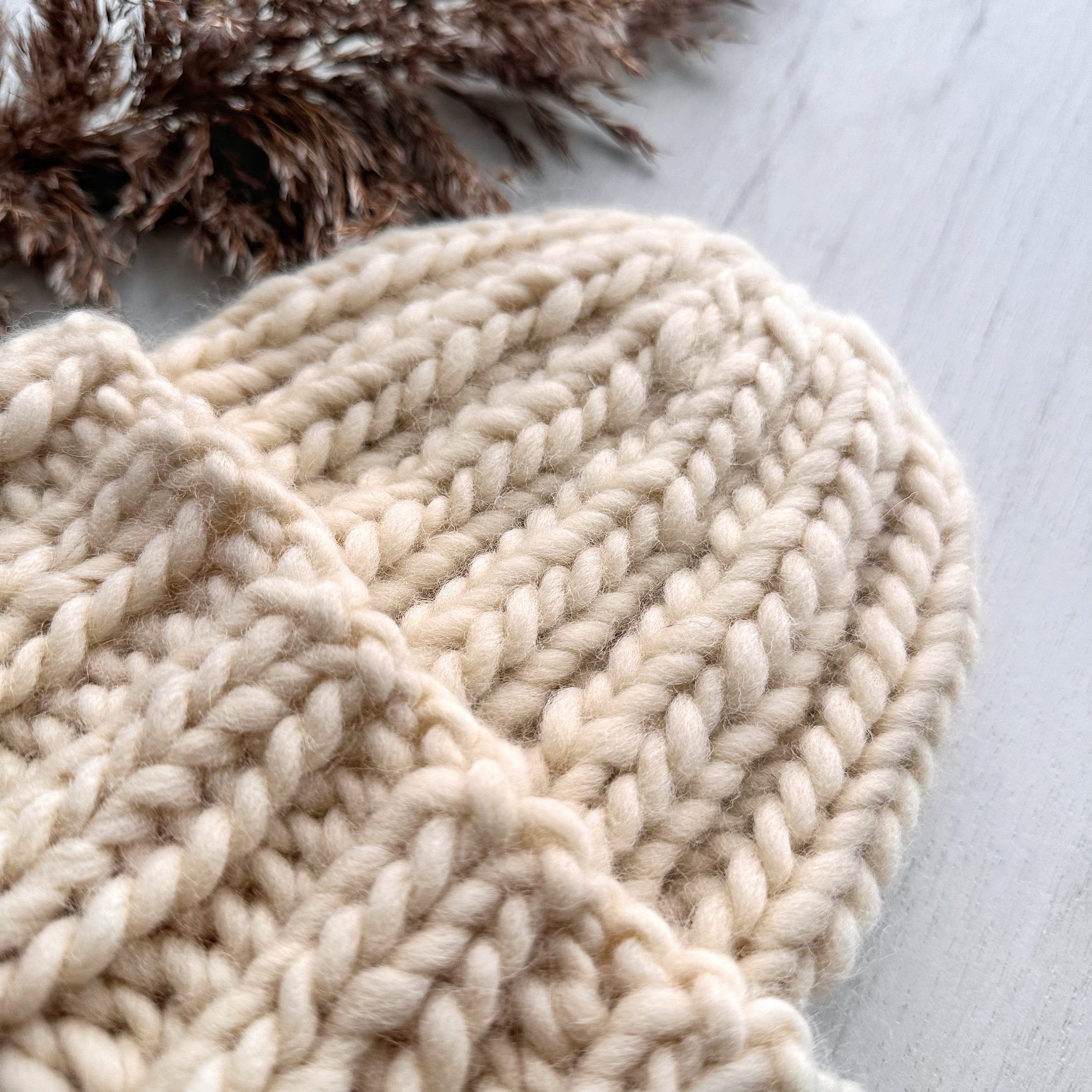 Chunky knit hat Super Chunky Beanie Winter knit hat Big warm winter knitted hat White Beige Pastel knit hand hat Chunky knit beanie