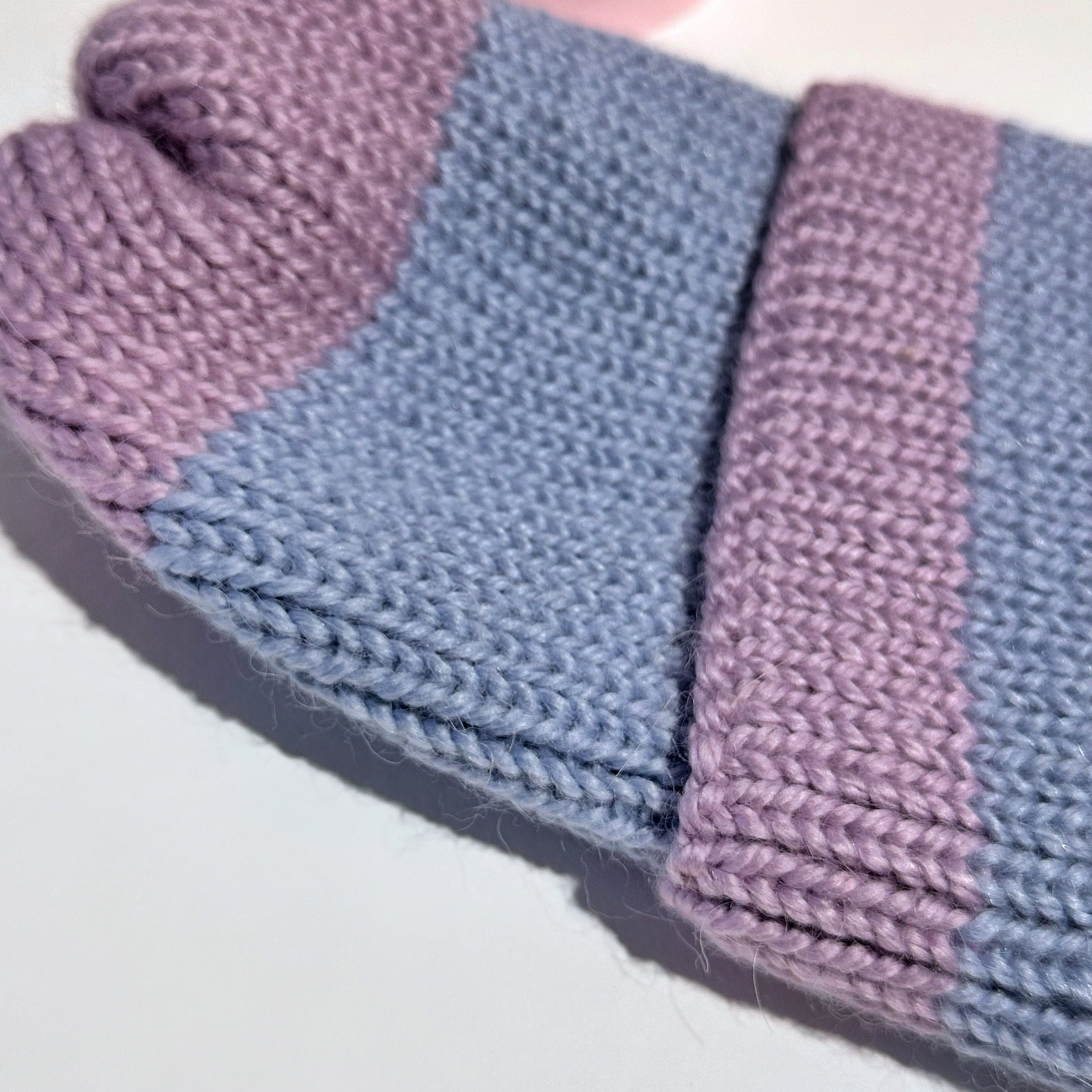 Knitted winter alpaca lilac beanie hat wool Lilac blue purple hat women unisex men Mini warm hat stocking Cable tie wraps around