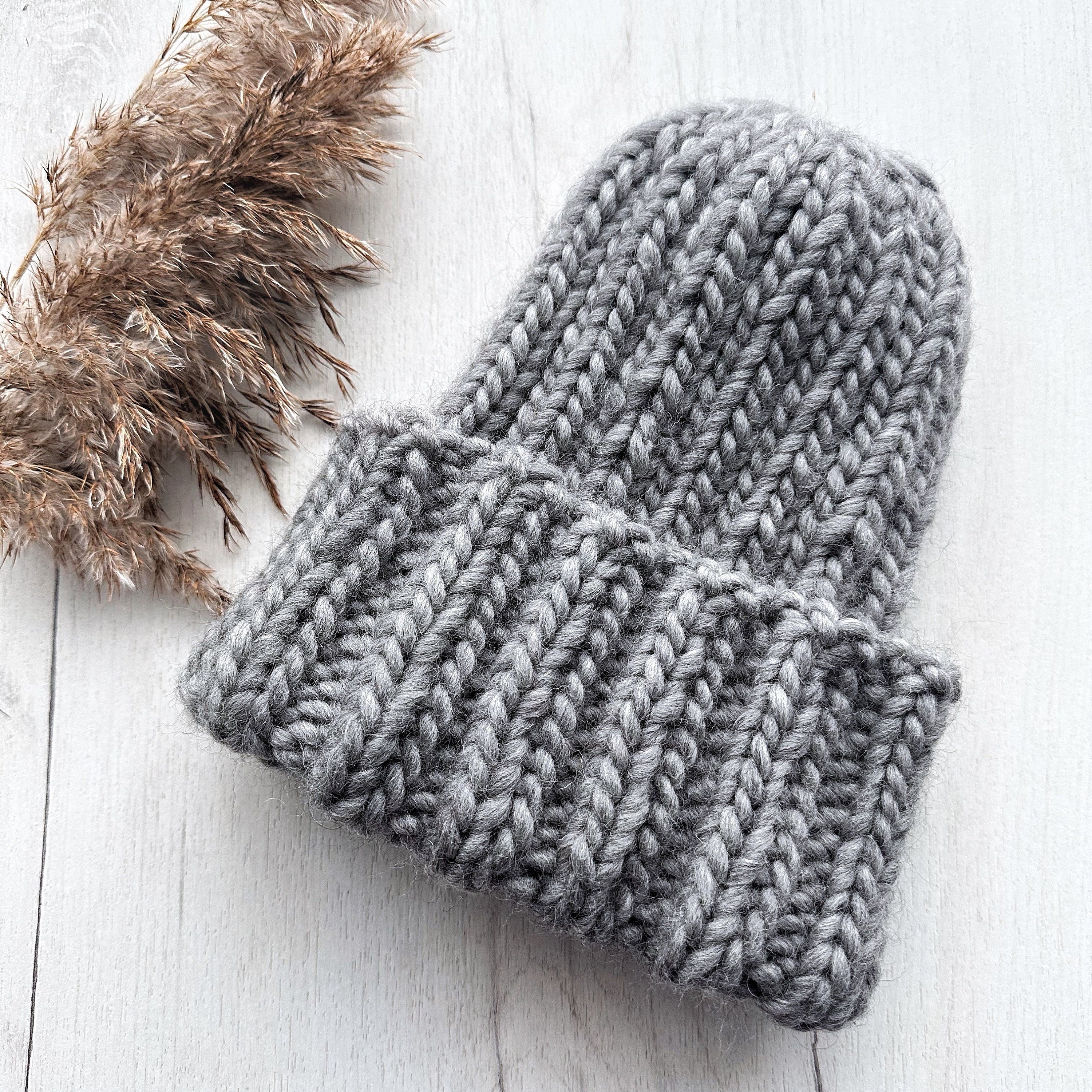 Chunky knit hat Super Chunky Beanie Winter knit hat Big warm winter knitted hat Light Gray Pastel knit hand hat Chunky knit beanie