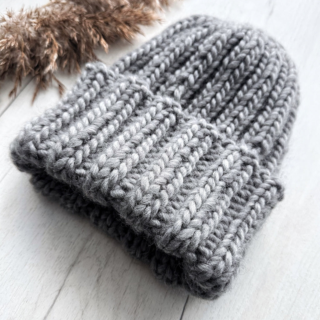 Chunky knit hat Super Chunky Beanie Winter knit hat Big warm winter knitted hat Light Gray Pastel knit hand hat Chunky knit beanie