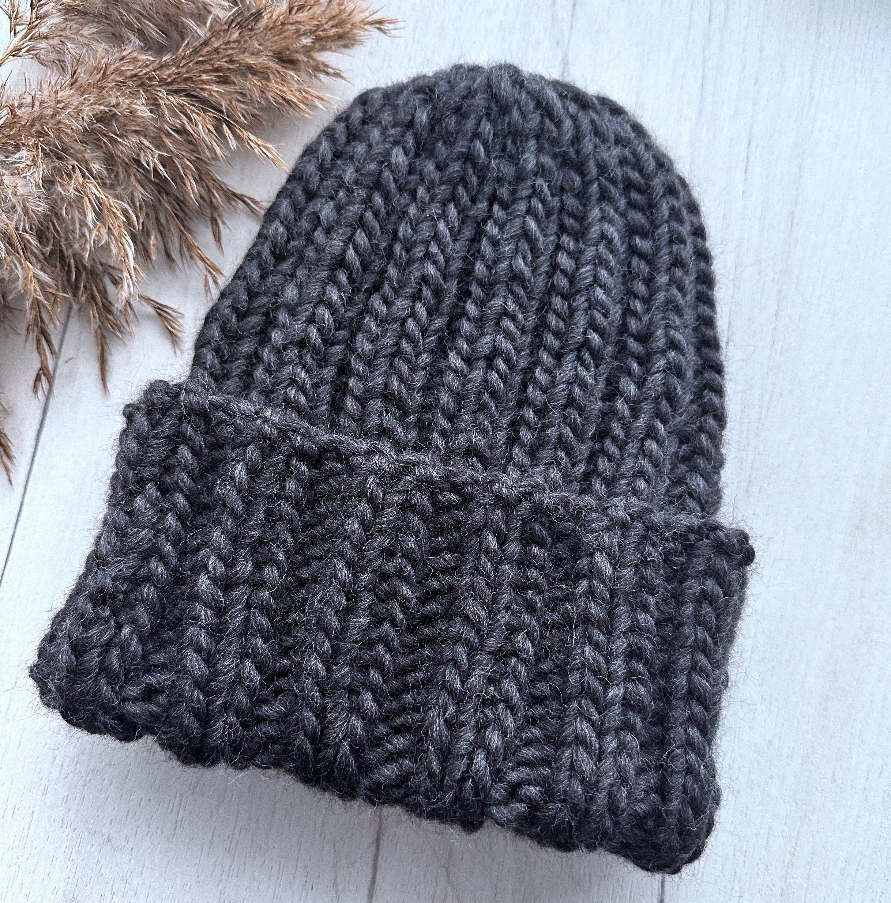 Chunky knit hat Super Chunky Beanie Winter knit hat Big warm winter knitted hat Black Gray Melange Pastel knit hand hat Chunky knit beanie