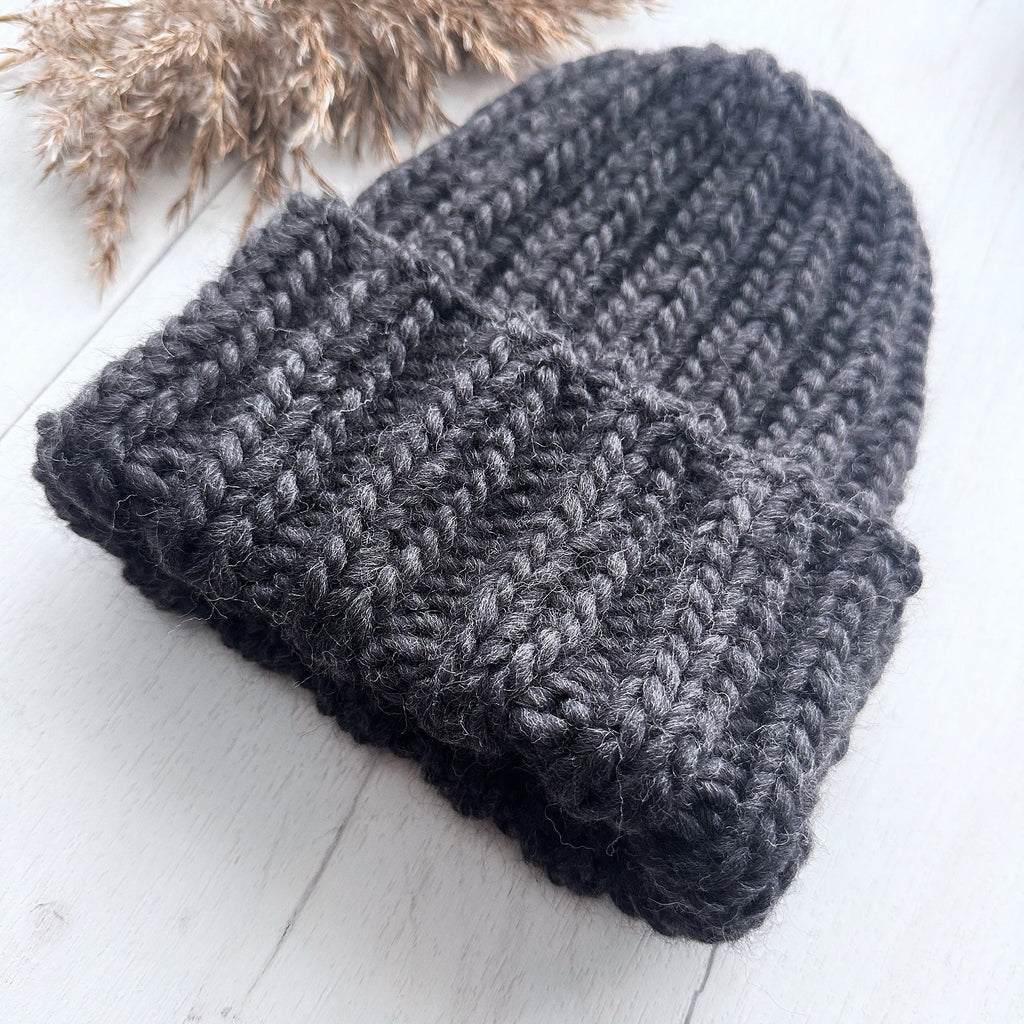 Chunky knit hat Super Chunky Beanie Winter knit hat Big warm winter knitted hat Black Gray Melange Pastel knit hand hat Chunky knit beanie