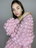 Mohair pink oversized sweater dress off the shoulder Chunky hand knit dress Open shoulders wool long sweater Many colors sweater-dress