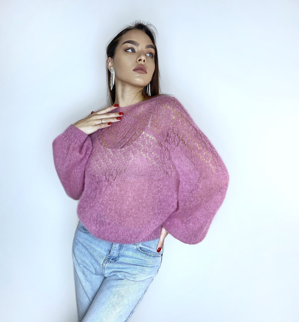 Mohair Bridal Sweater openwork sweater Pink Red Wool Jacket Wedding Cover Up Knit Mohair Knitted Jumper Shrug Mohair Pullover Knitted Wrap