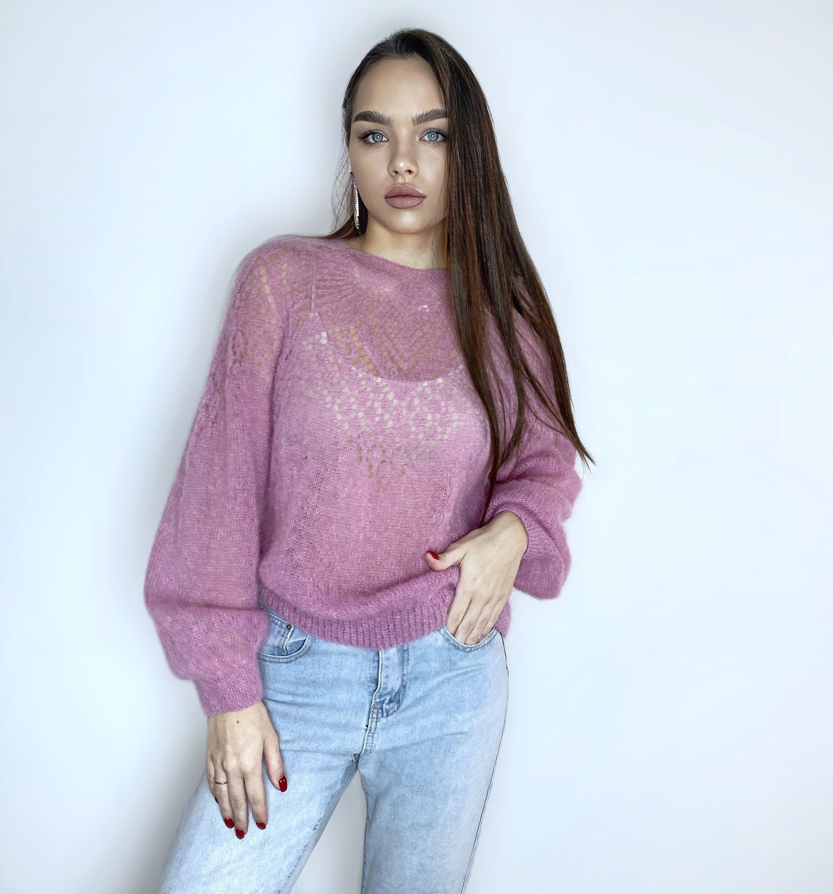 Mohair Bridal Sweater openwork sweater Pink Red Wool Jacket Wedding Cover Up Knit Mohair Knitted Jumper Shrug Mohair Pullover Knitted Wrap