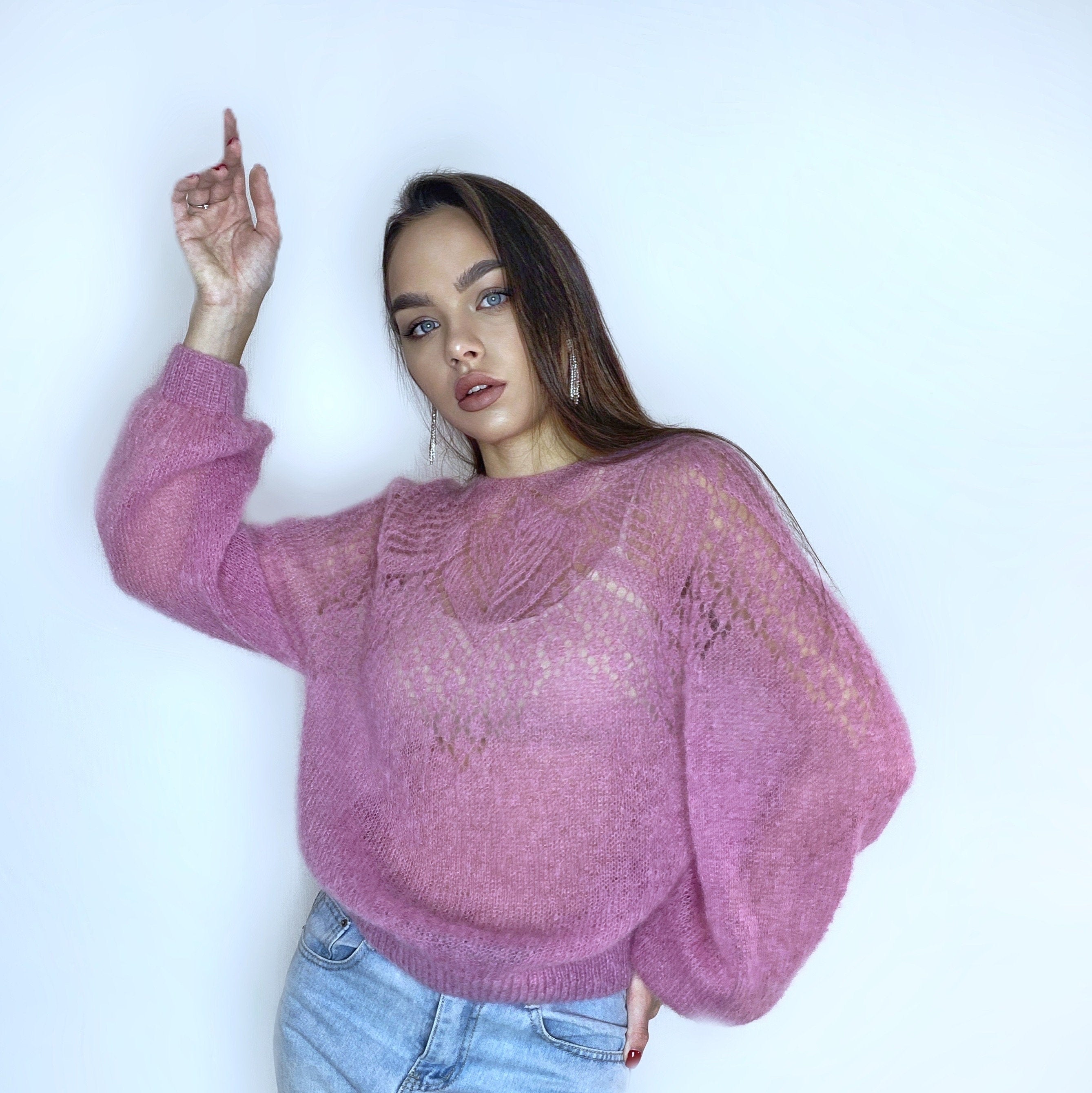 Mohair Bridal Sweater openwork sweater Pink Red Wool Jacket Wedding Cover Up Knit Mohair Knitted Jumper Shrug Mohair Pullover Knitted Wrap