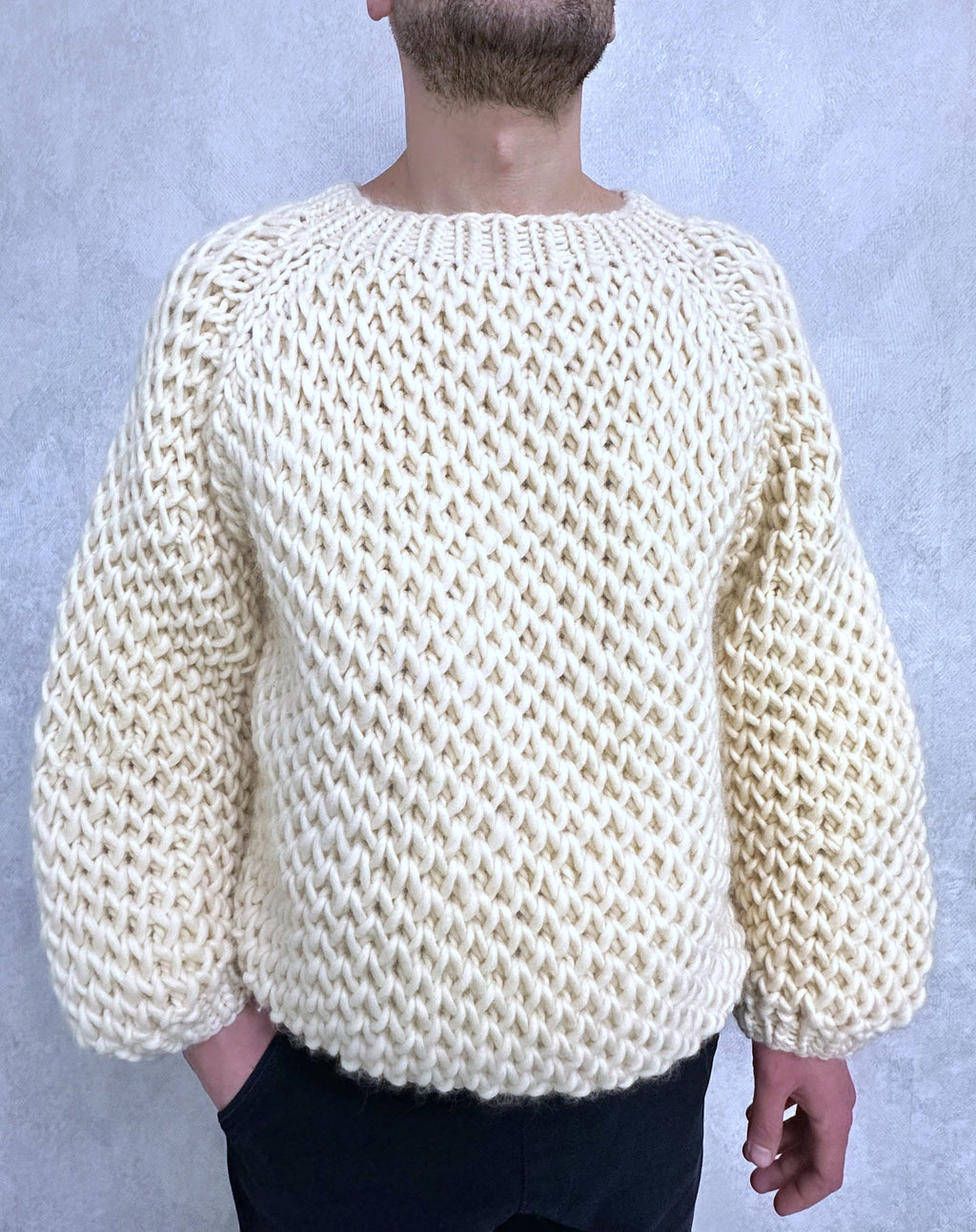 Chunky handknit Merino wool soft milk sweater Loose Fit Sweater Cable knit big pullover for men Hand knit Pastel sweater Alpaca sweater