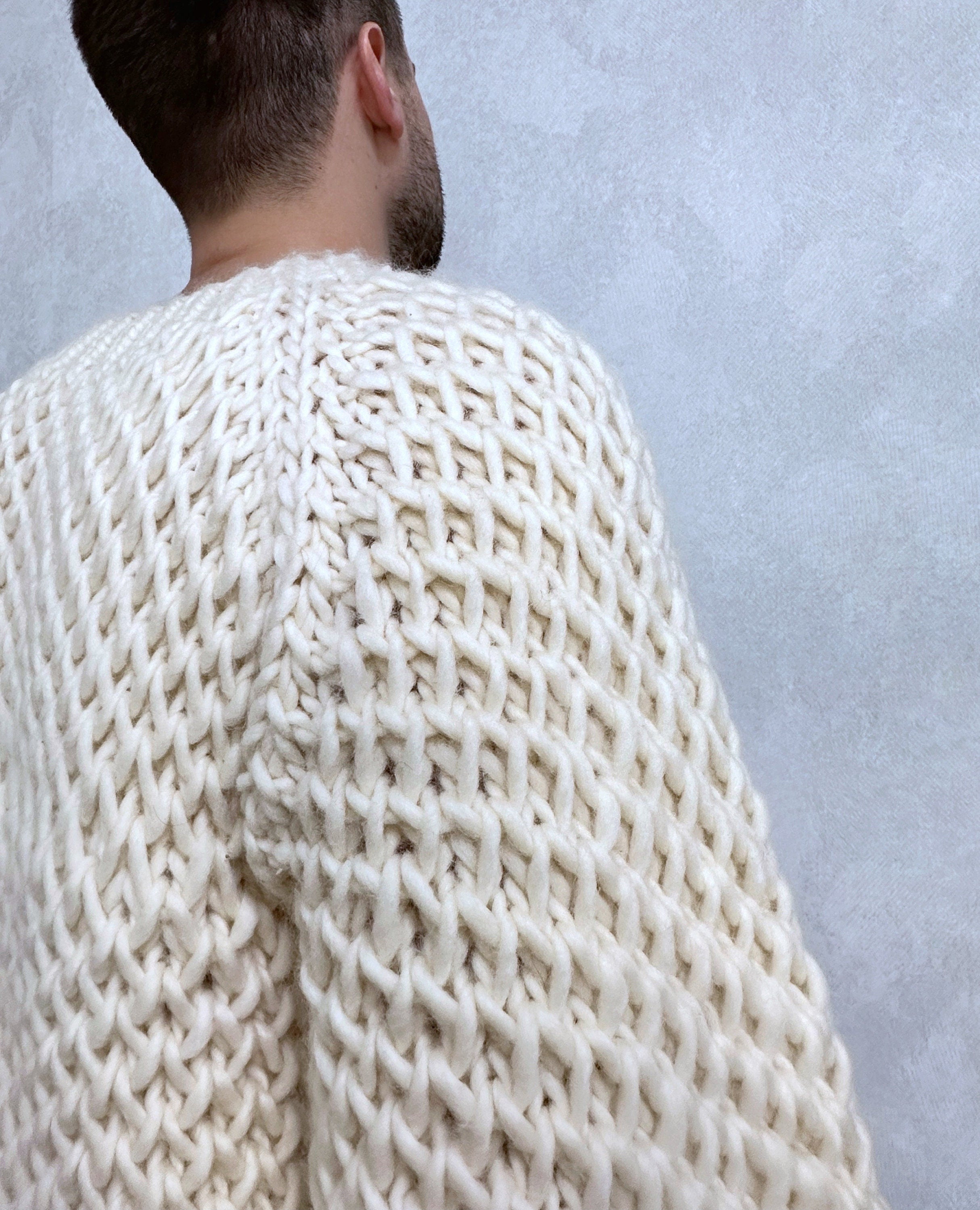 Chunky handknit Merino wool soft milk sweater Loose Fit Sweater Cable knit big pullover for men Hand knit Pastel sweater Alpaca sweater