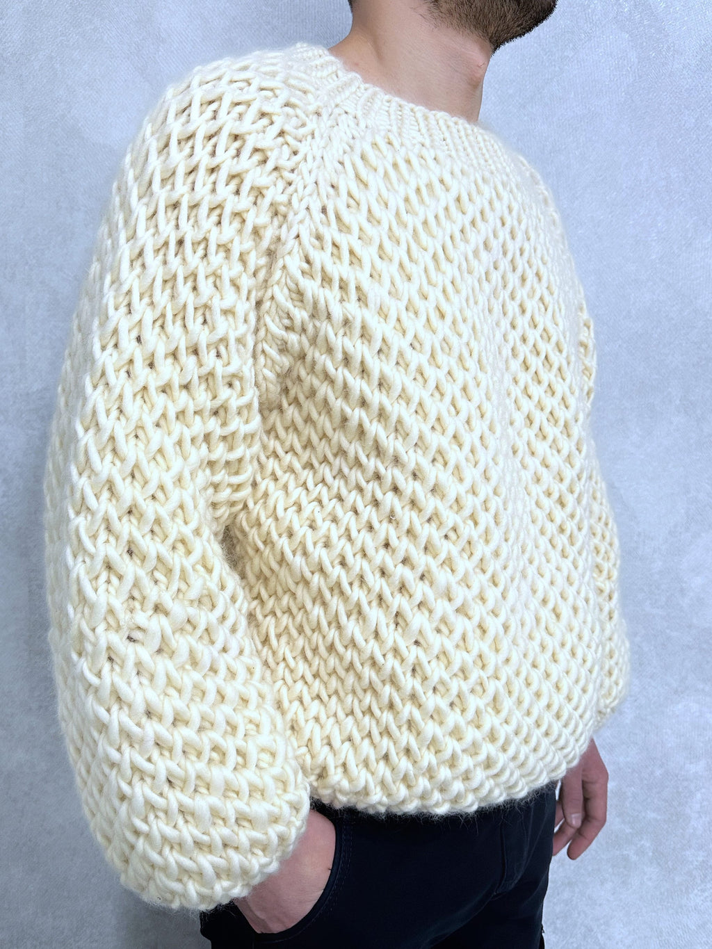 Chunky handknit Merino wool soft milk sweater Loose Fit Sweater Cable knit big pullover for men Hand knit Pastel sweater Alpaca sweater