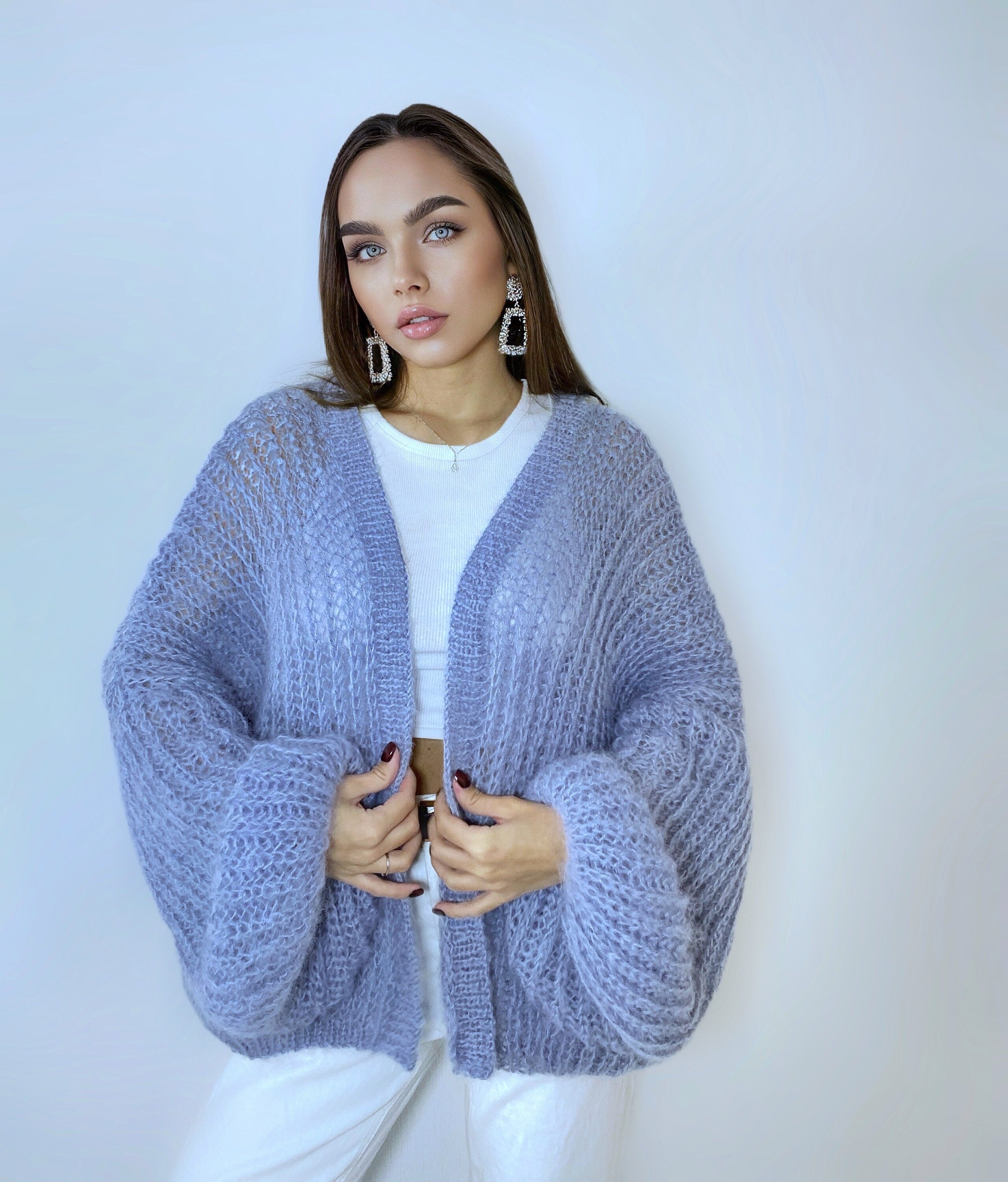 Mohair cardigan women Wedding cardigan Mohair sweater Gray knitted coat Jacket Women Bridal shrug bolero wool Fluffy short cardigan