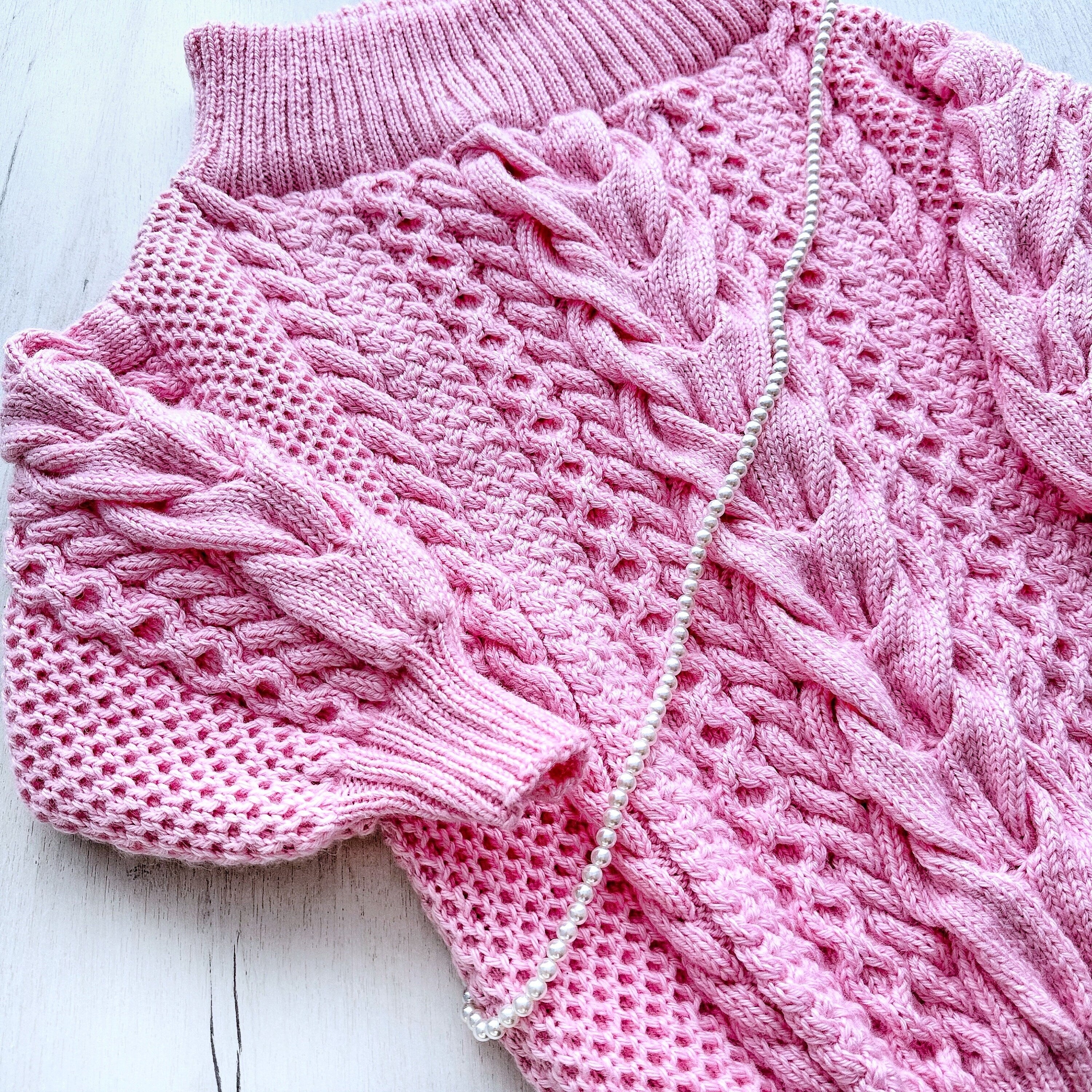 Knitted Pink sweater dress Fall dress Knit mini winter dress Mod dress Сable knit aran sweater Irish Braid wool sweater Off the shoulders
