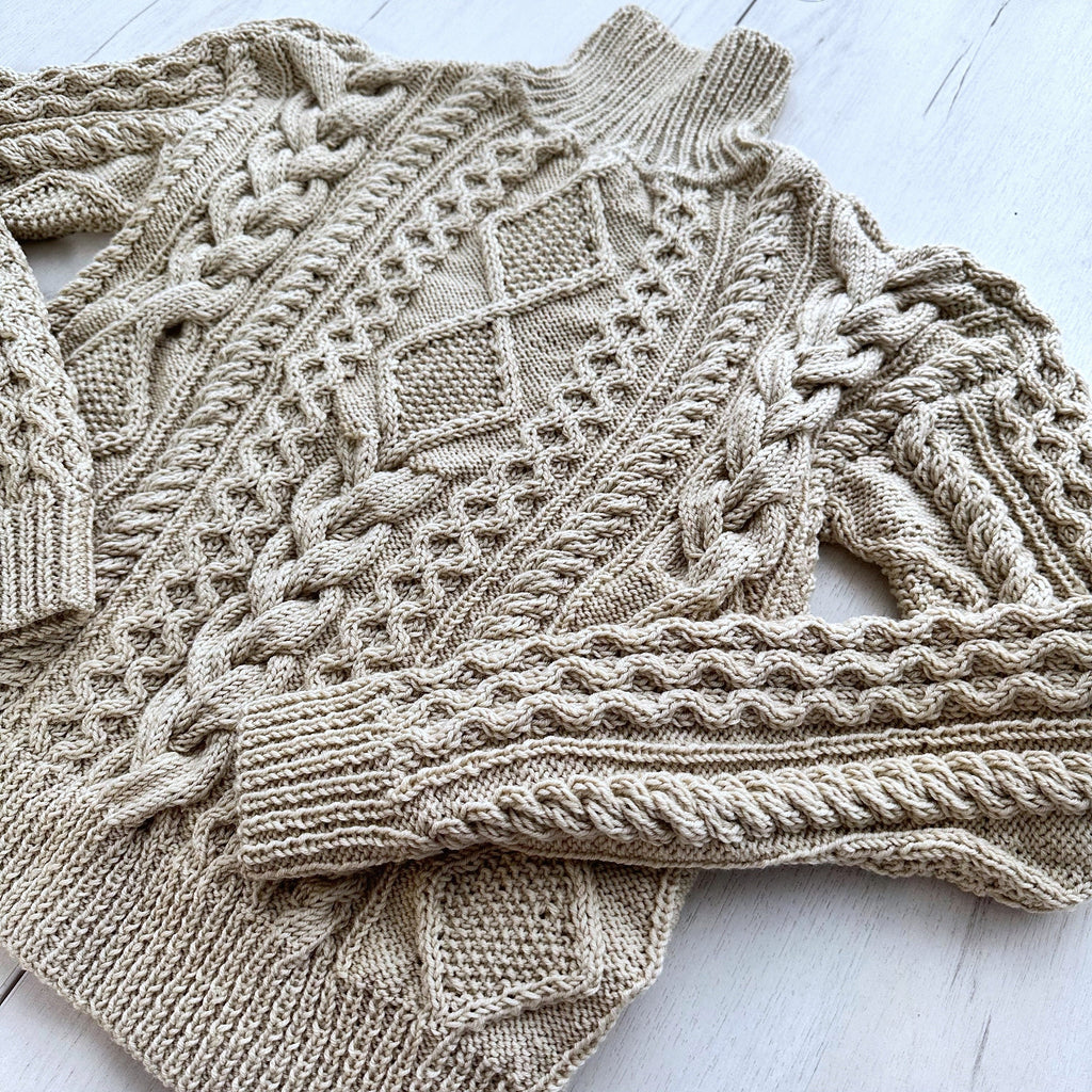 Hand knit scandinavian style sweater Chunky knit turtleneck pullover Oversize crop aran sweater Women cable knit sweater White Cream Ivory