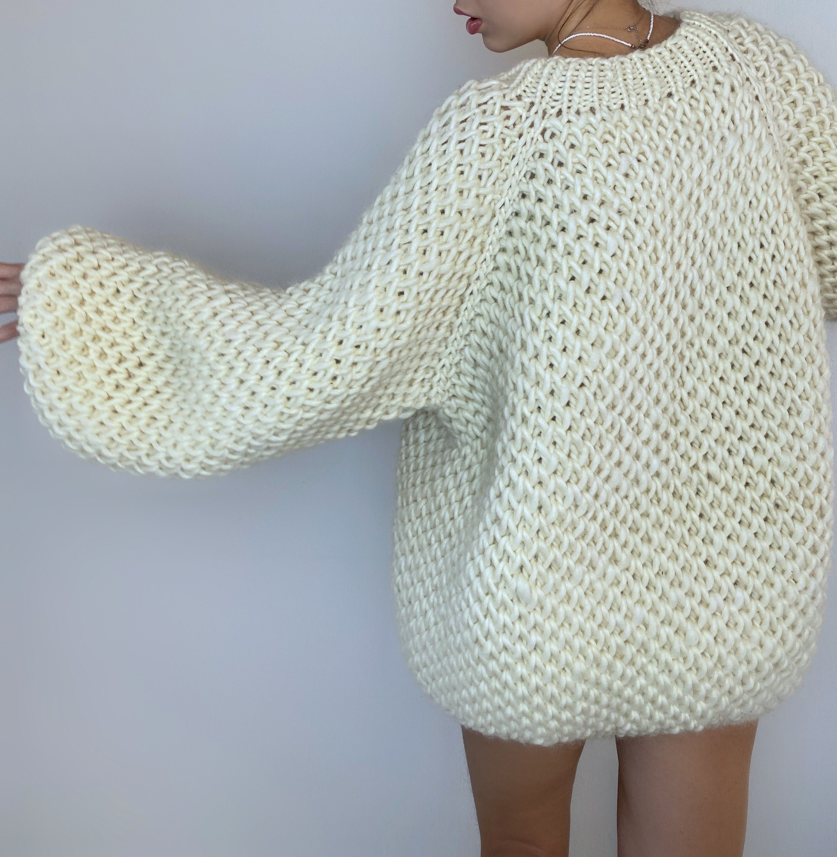 Chunky handknit Merino wool soft milk sweater Loose Fit Sweater Cable knit big pullover for woman Hand knit Pastel sweater Alpaca sweater