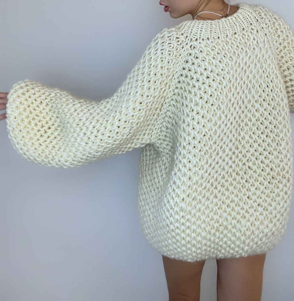 Chunky handknit Merino wool soft milk sweater Loose Fit Sweater Cable knit big pullover for woman Hand knit Pastel sweater Alpaca sweater