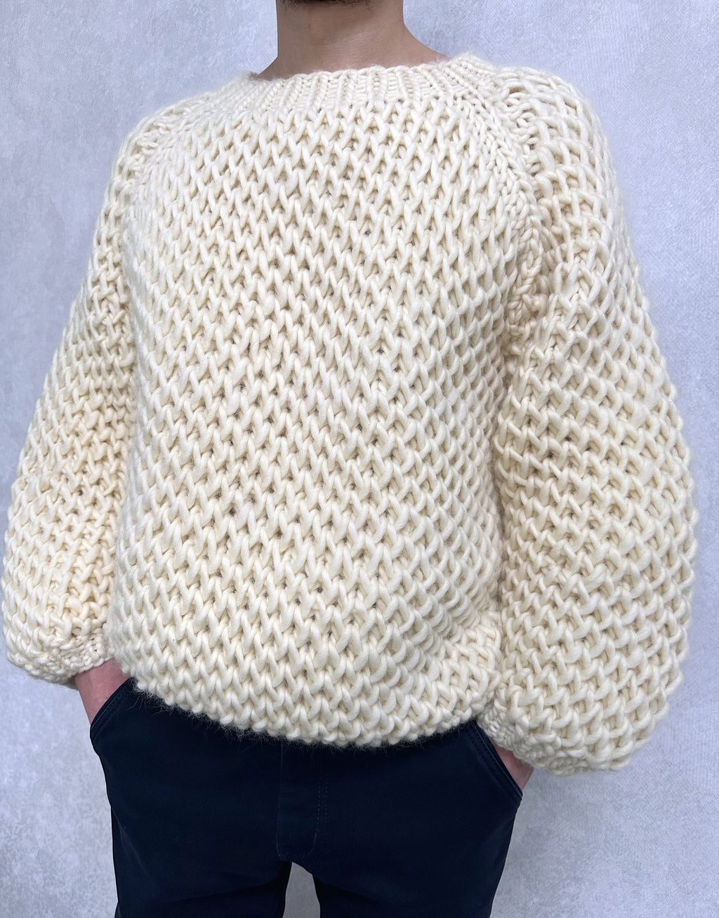 Chunky handknit Merino wool soft milk sweater Loose Fit Sweater Cable knit big pullover for men Hand knit Pastel sweater Alpaca sweater