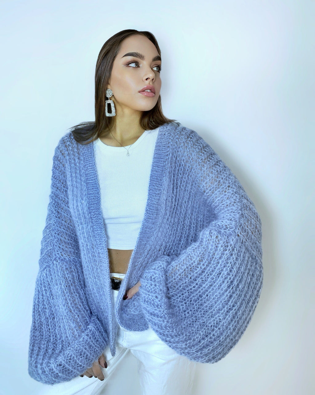 Mohair cardigan women Wedding cardigan Mohair sweater Gray knitted coat Jacket Women Bridal shrug bolero wool Fluffy short cardigan