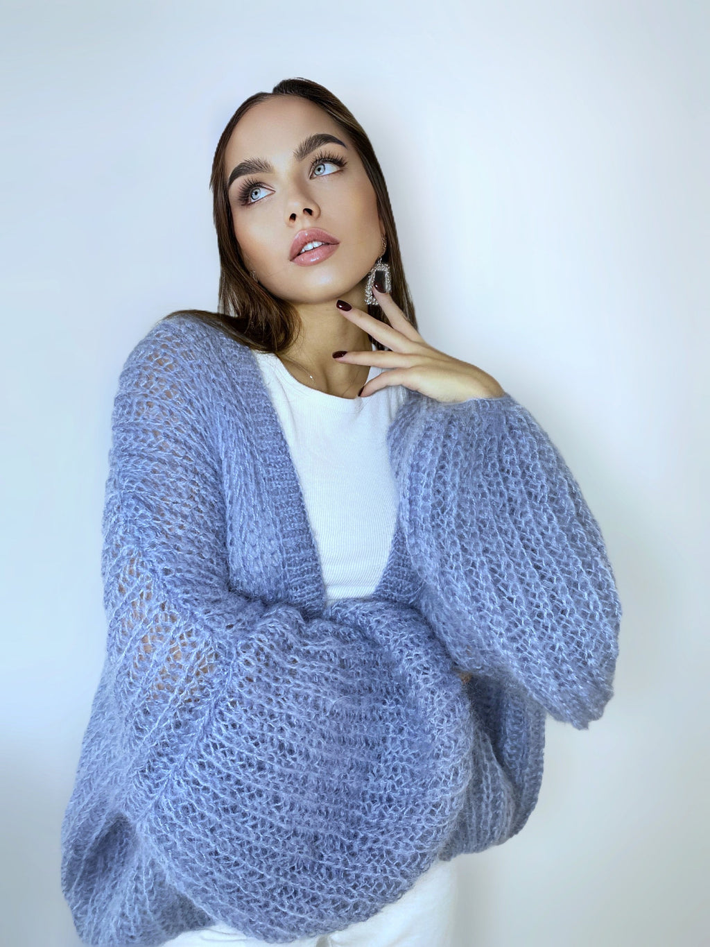Mohair cardigan women Wedding cardigan Mohair sweater Gray knitted coat Jacket Women Bridal shrug bolero wool Fluffy short cardigan