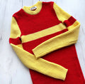 Hand knit mens sweater Men's turtleneck Yellow Red mens knitted sweater Men’s striped sweater gift for bestie Ribbed turtleneck sweater