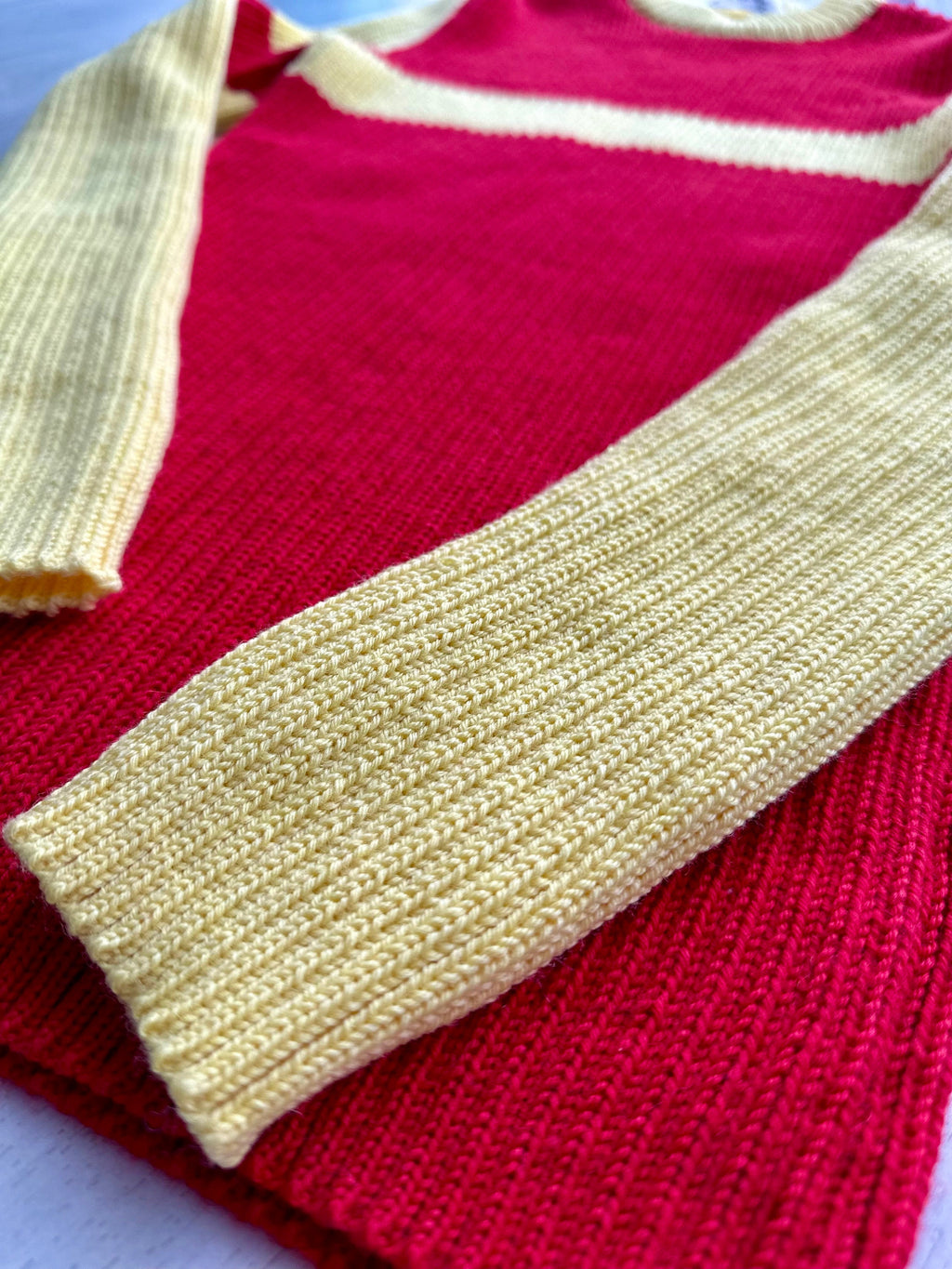 Hand knit mens sweater Men's turtleneck Yellow Red mens knitted sweater Men’s striped sweater gift for bestie Ribbed turtleneck sweater