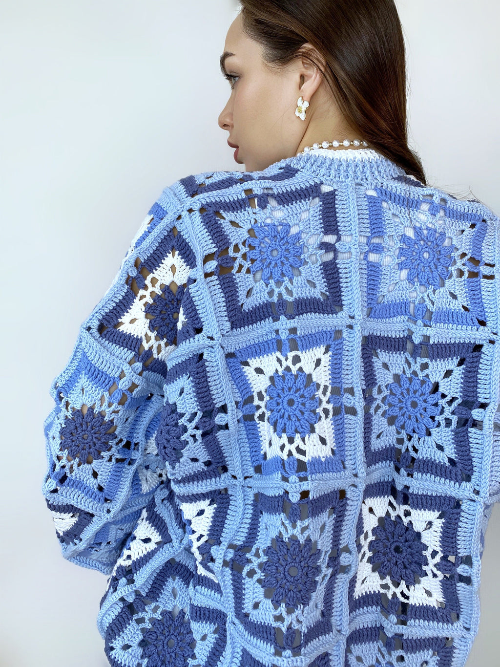 Crochet colorful cardigan Crochet blue granny square cardigan Patchwork sweater women Jacket Crochet coat Boho cardigan Afghan Coat Festival