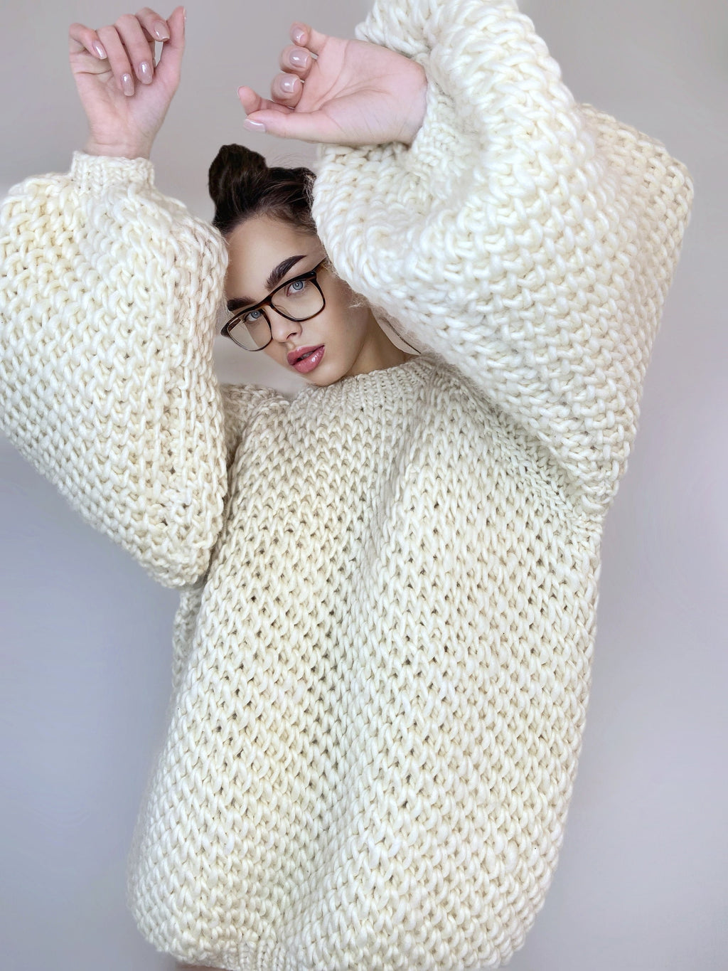 Chunky handknit Merino wool soft milk sweater Loose Fit Sweater Cable knit big pullover for woman Hand knit Pastel sweater Alpaca sweater