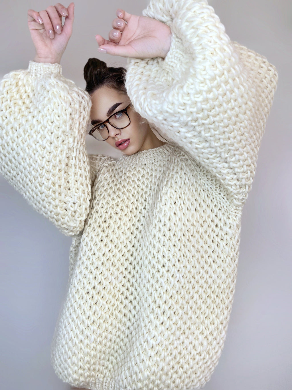 Chunky handknit Merino wool soft milk sweater Loose Fit Sweater Cable knit big pullover for woman Hand knit Pastel sweater Alpaca sweater