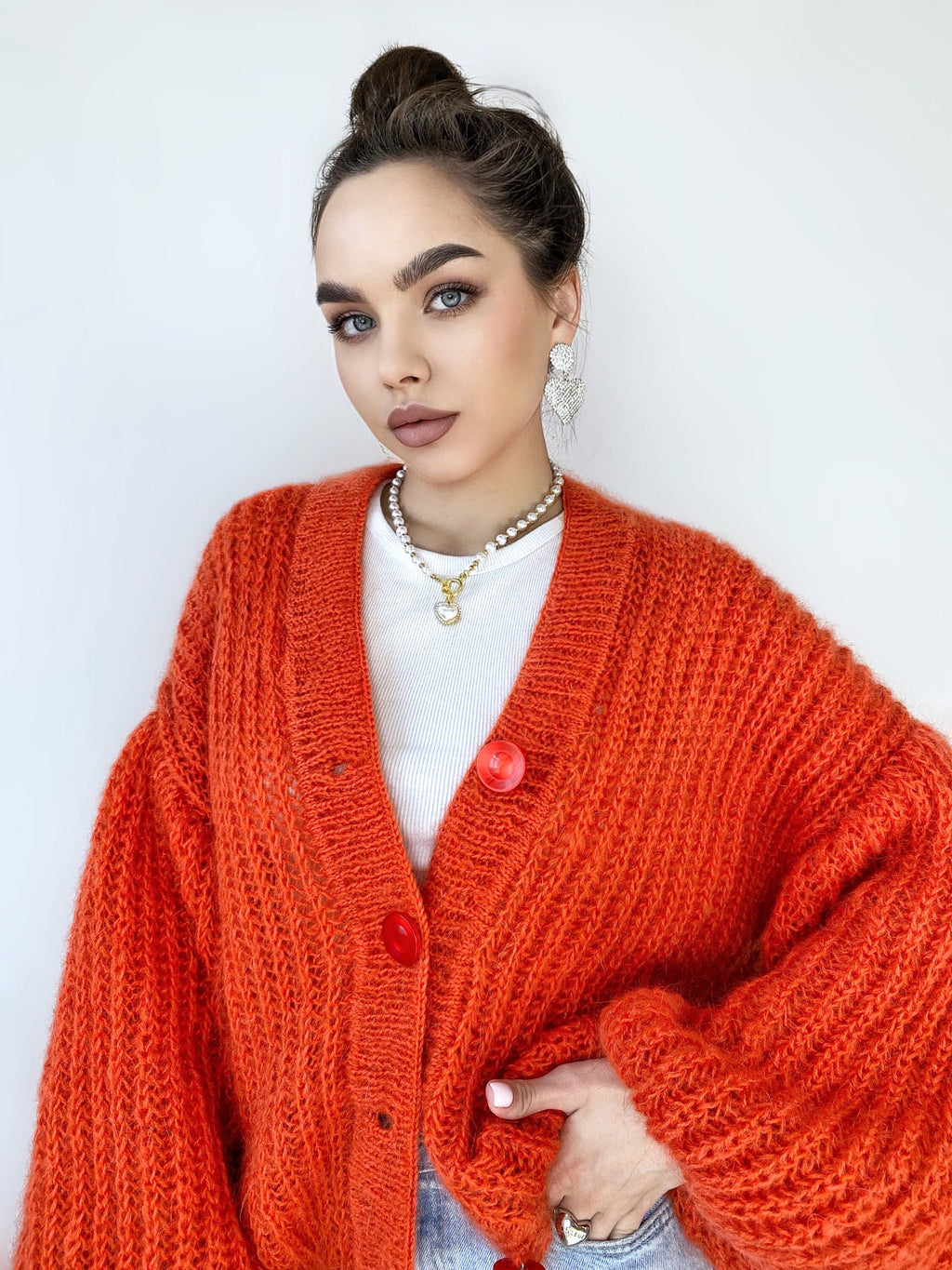 Mohair cardigan women button closure Mohair sweater knitted coat Jacket Women Wool bolero cape Fluffy short cardigan button clasp