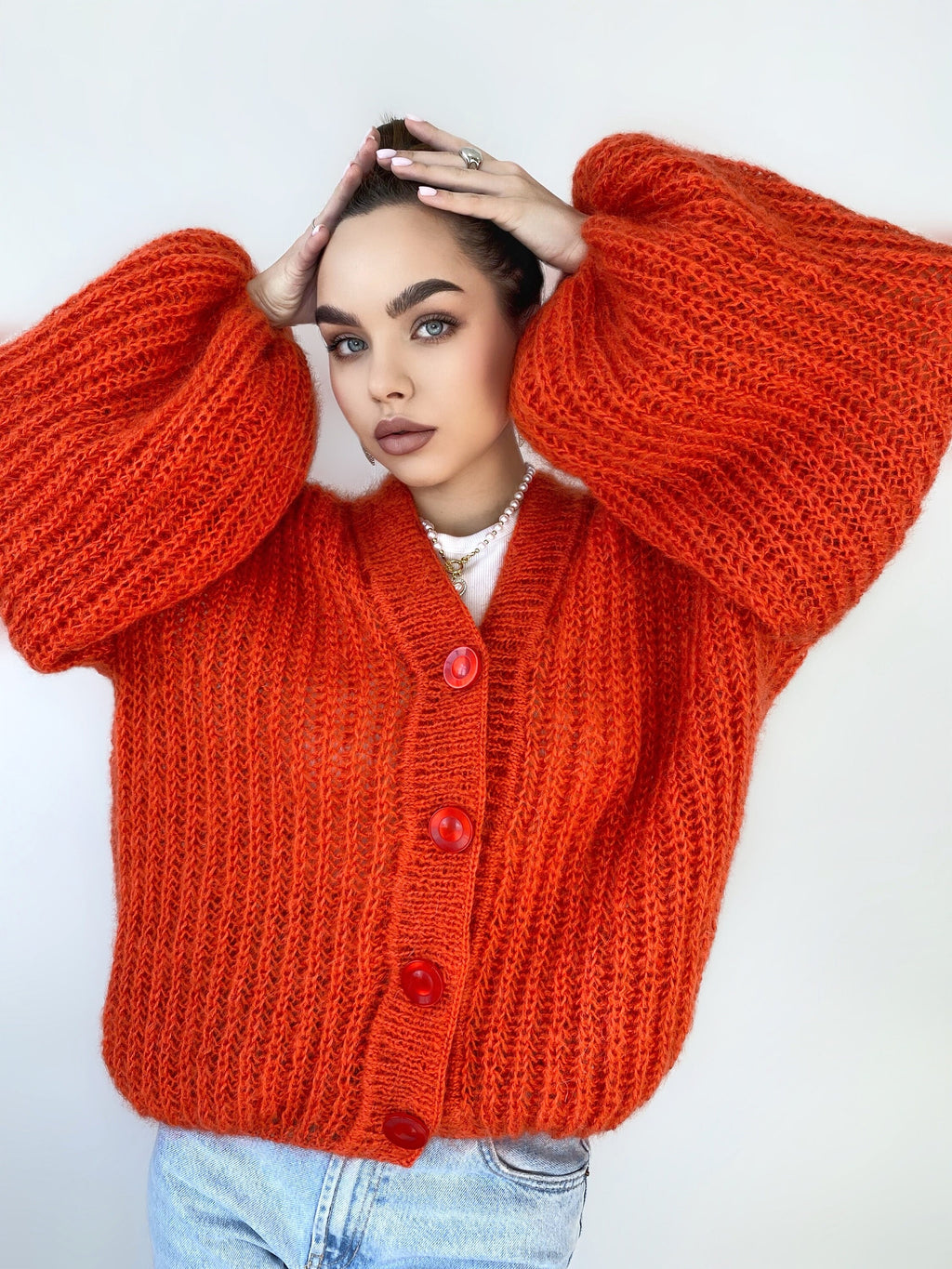 Mohair cardigan women button closure Mohair sweater knitted coat Jacket Women Wool bolero cape Fluffy short cardigan button clasp