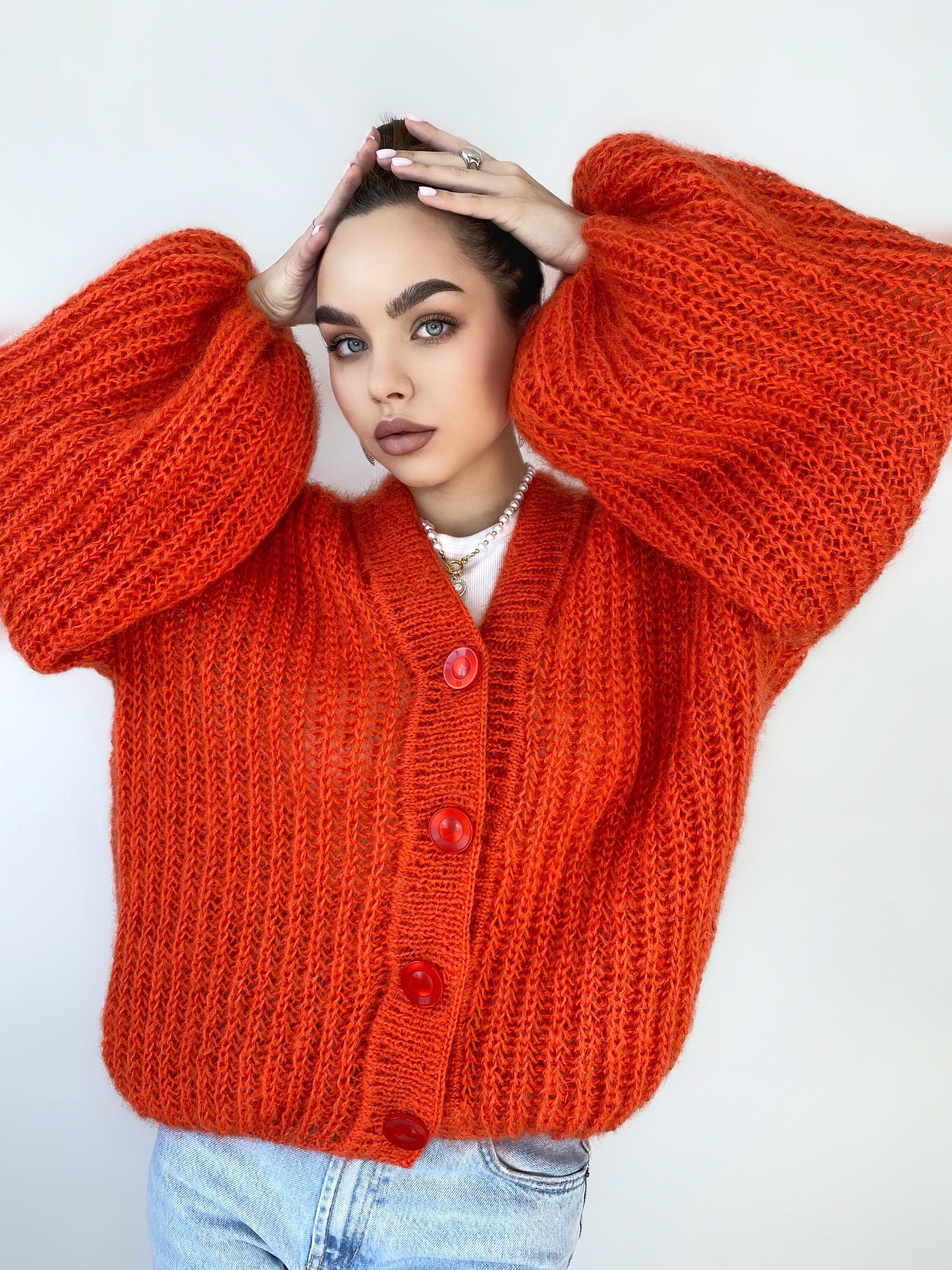 Mohair cardigan women button closure Mohair sweater knitted coat Jacket Women Wool bolero cape Fluffy short cardigan button clasp