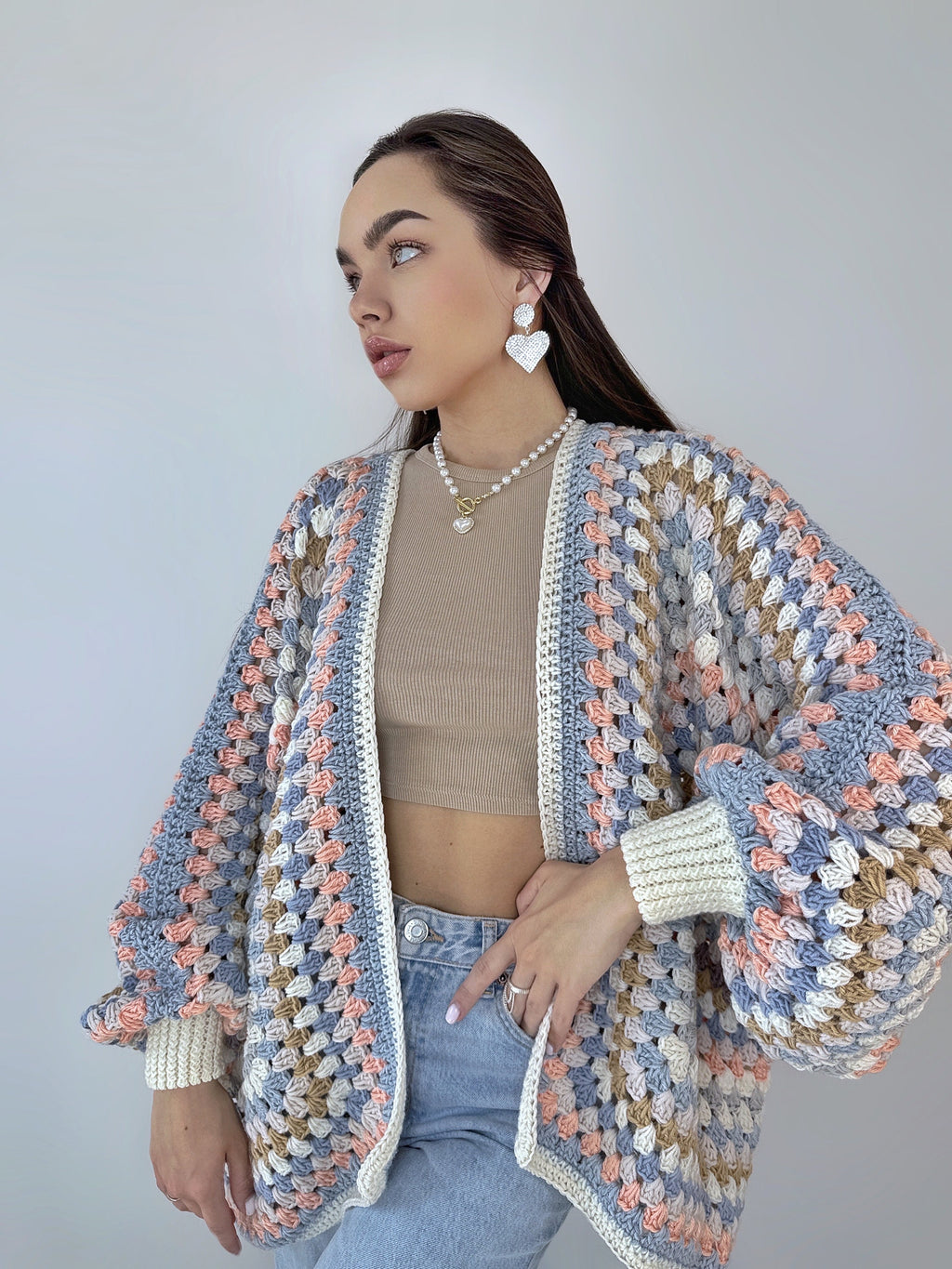 Crochet pastel colorful cardigan Crochet granny square cardigan Patchwork sweater women Jacket Croch coat Boho cardigan Afghan Coat Festival