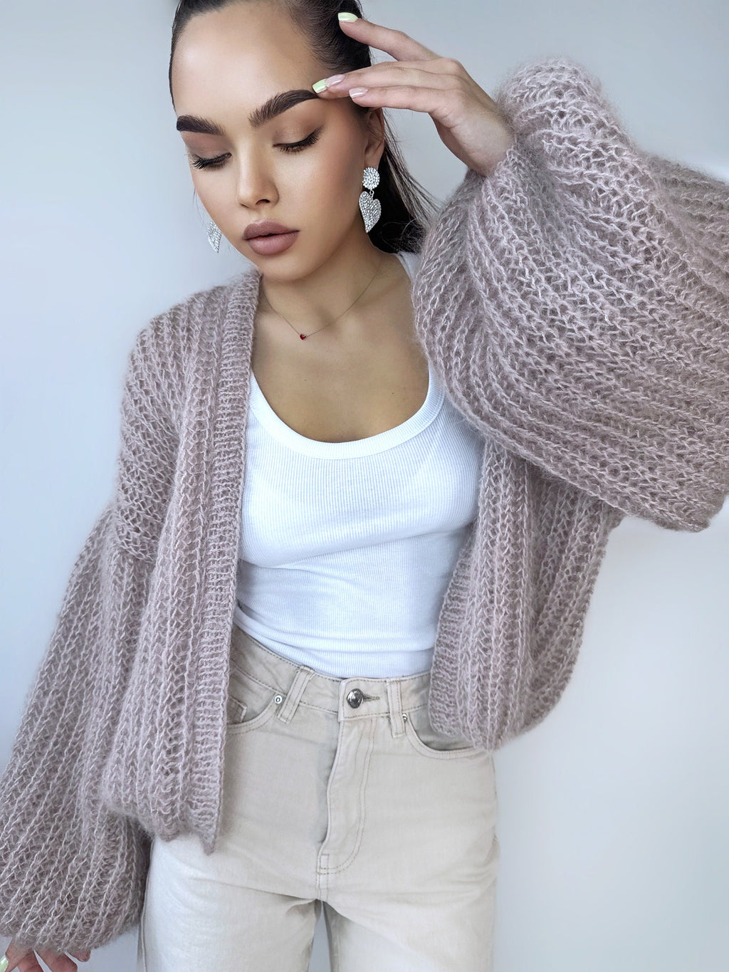 Mohair cardigan women Mohair sweater Beige knitted coat Jacket Women Wedding Bridal shrug bolero wool Fluffy short cardigan Wool bomber