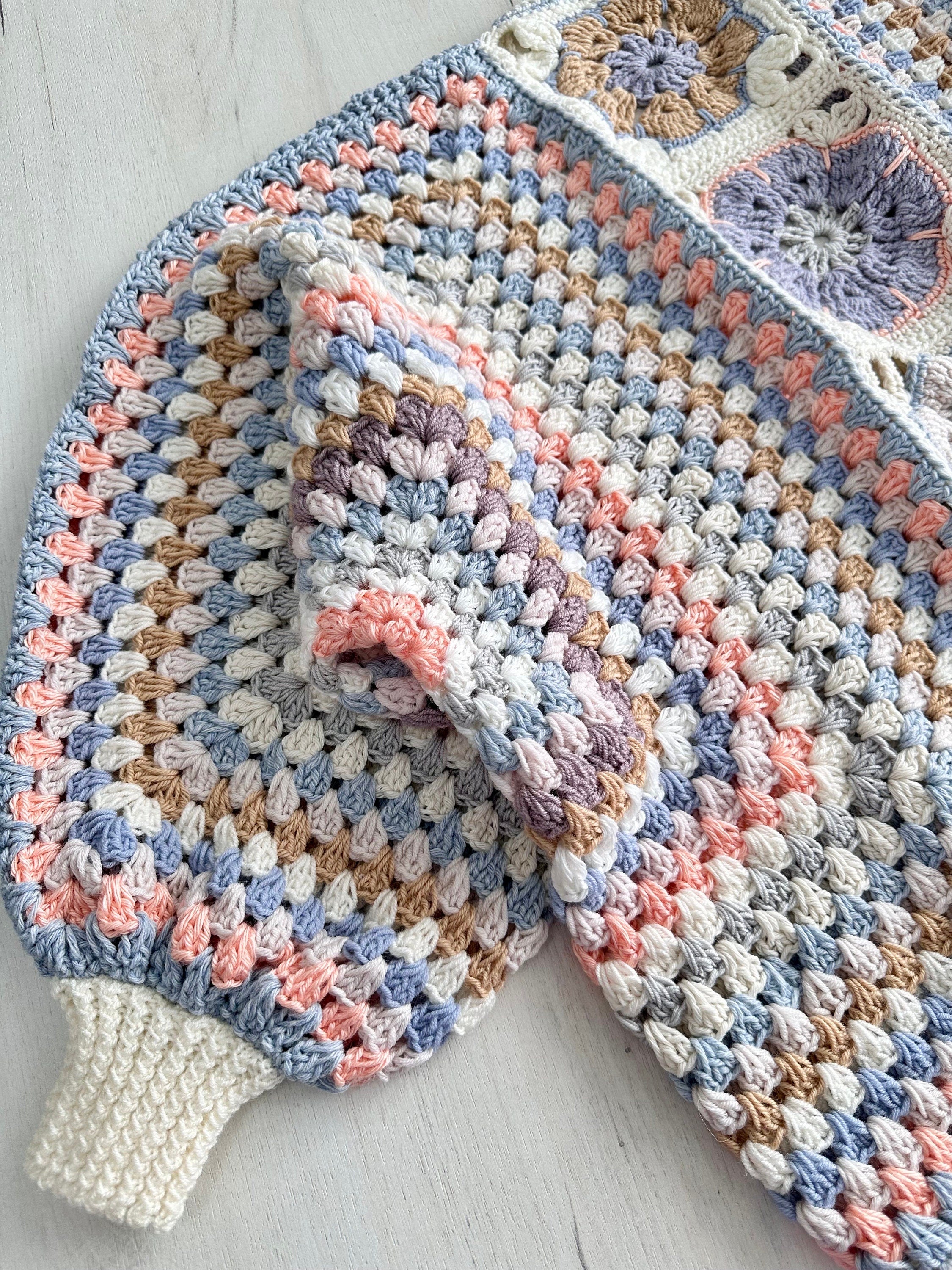 Crochet pastel colorful cardigan Crochet granny square cardigan Patchwork sweater women Jacket Croch coat Boho cardigan Afghan Coat Festival