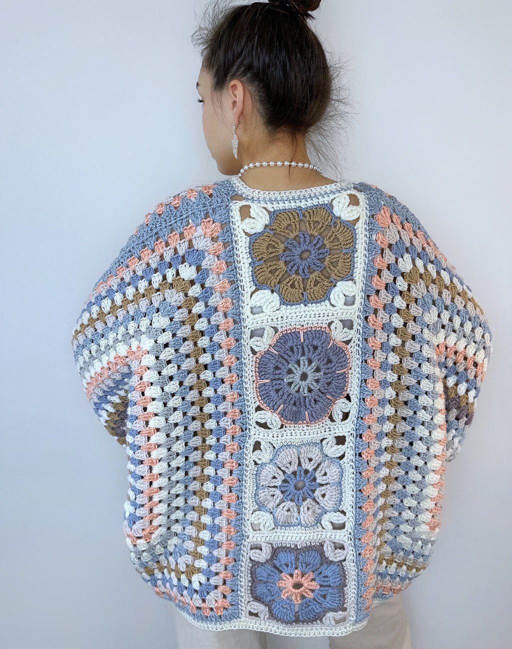 Pastel Crochet granny square cardigan Crochet kimono colorful cardigan Granny Stitch women Jacket coat Boho cardigan Afghan Hexagon Coat