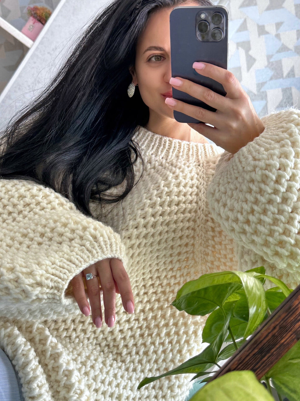 Chunky handknit big alpaca wool soft milk sweater Knitwear for photography Pastel sweater dress Cable knit pullover Loose fit Cozy sweate