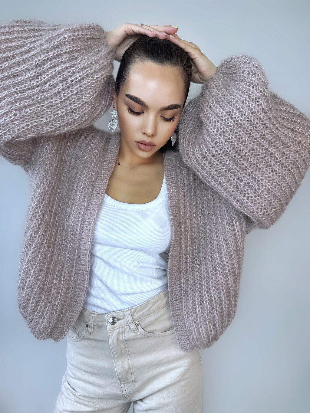 Mohair cardigan women Mohair sweater Beige knitted coat Jacket Women Wedding Bridal shrug bolero wool Fluffy short cardigan Wool bomber