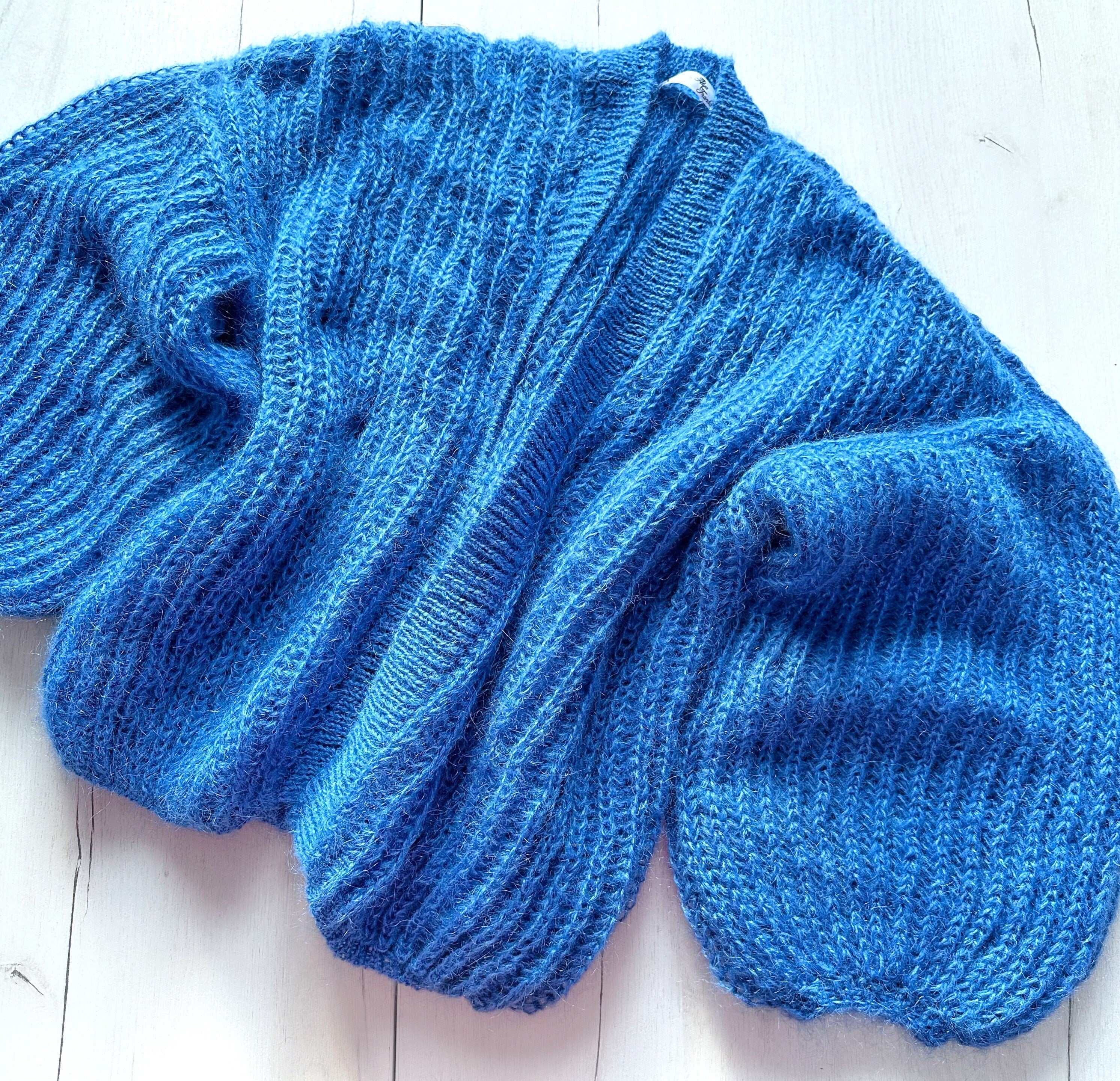 Mohair cardigan women Wedding cardigan Mohair sweater Blue Cornflower knitted coat Jacket Women Bridal shrug bolero wool Fluffy short ca