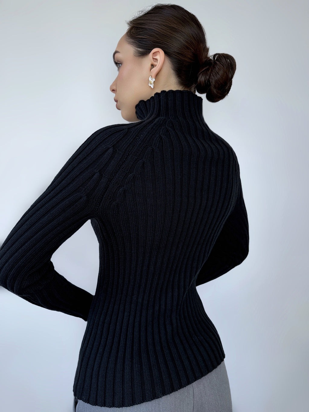 Organic Cotton Knitted Turtleneck for women Ribbed Knitted Sweater Long Sleeve Sweater Comfortable body-friendly Turtle neck wool