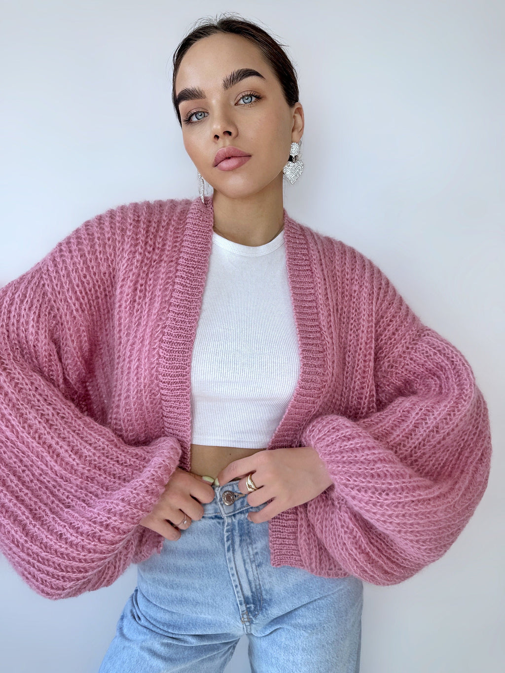 Mohair Powder pastel pink cardigan women Wedding cardigan Mohair sweater Knitted coat Jacket Bridal shrug bolero wool Fluffy short cardigan
