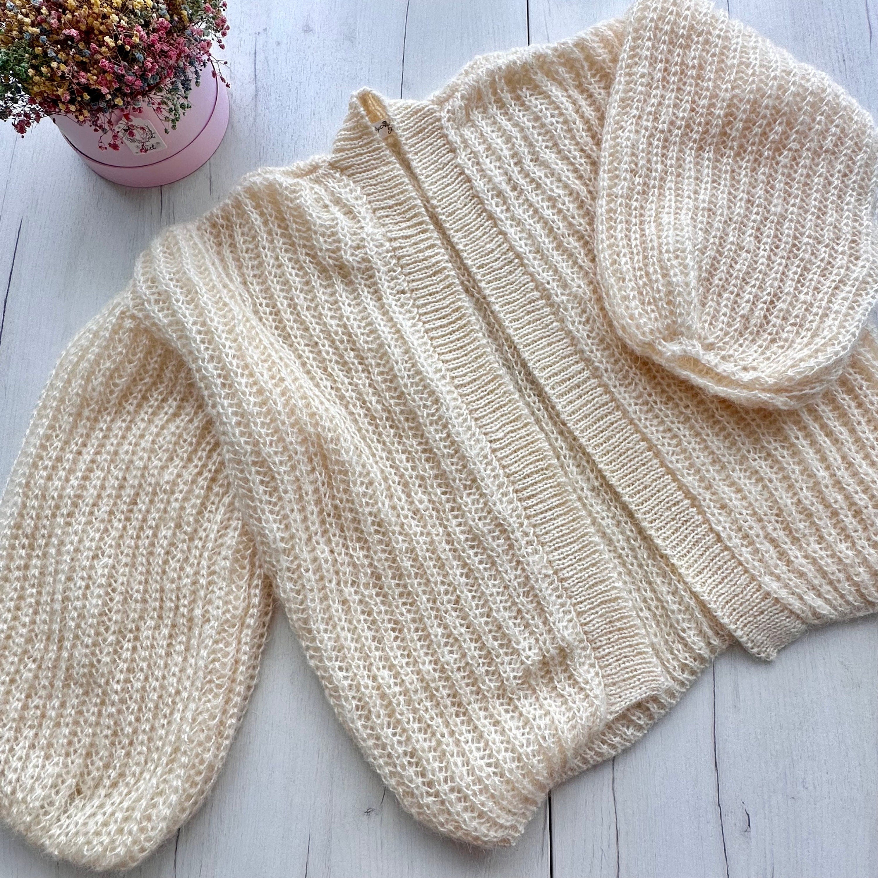 Mohair Cream cardigan women Wedding cardigan Mohair sweater Pastel knitted coat Jacket Women Bridal shrug bolero wool Fluffy short cardigan
