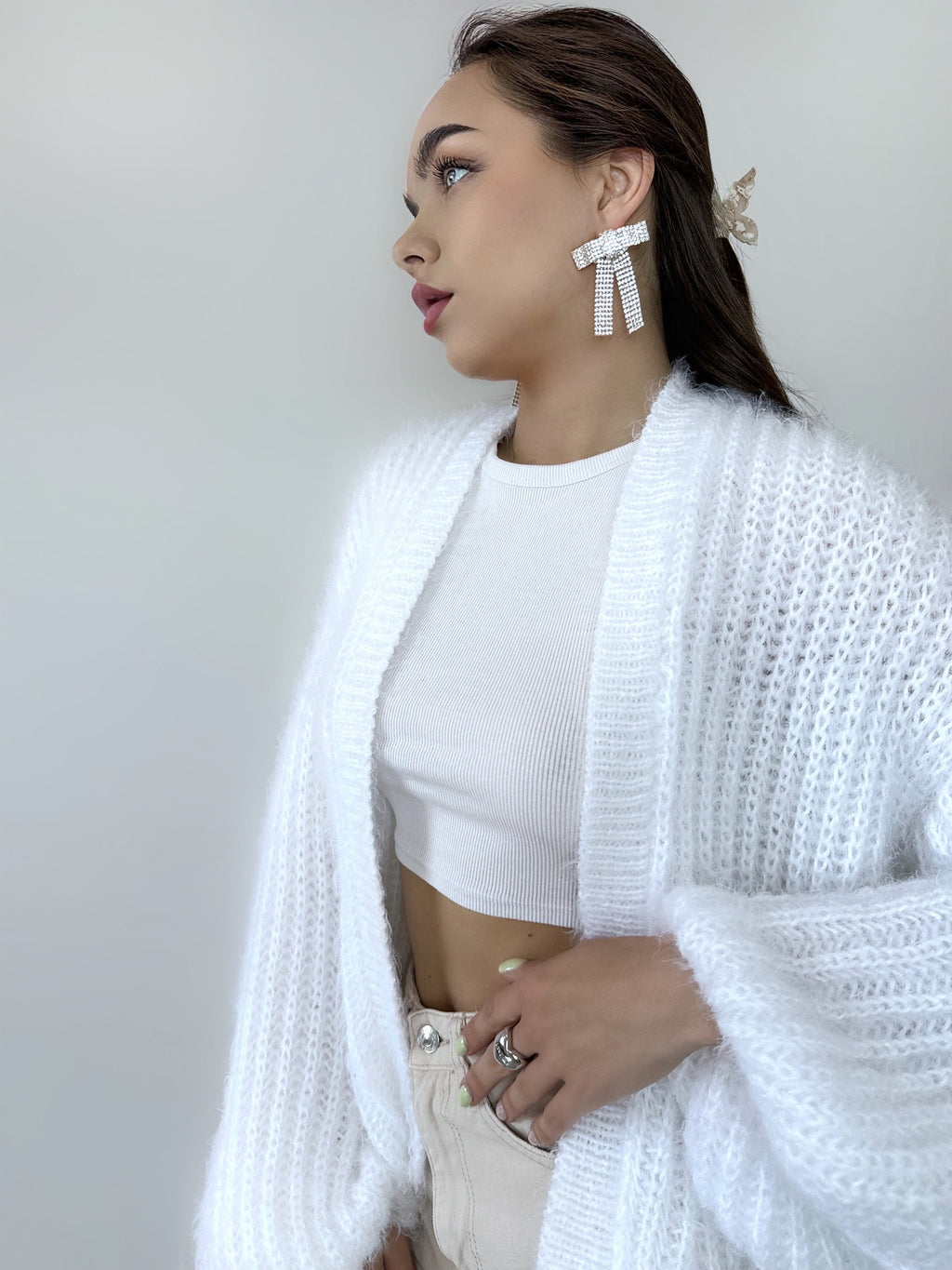 Wool free cardigan women Wedding cardiganWool substitute sweater White knitted coat Jacket Women Bridal shrug bolero Fluffy short cardigan