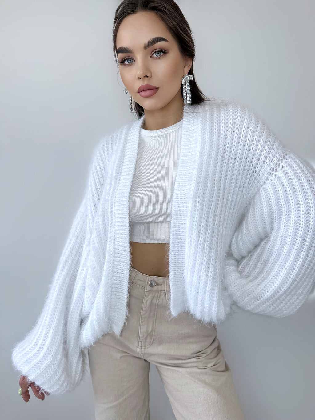 Wool free cardigan women Wedding cardiganWool substitute sweater White knitted coat Jacket Women Bridal shrug bolero Fluffy short cardigan