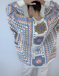 Pastel Crochet granny square cardigan Crochet kimono colorful cardigan Granny Stitch women Jacket coat Boho cardigan Afghan Hexagon Coat