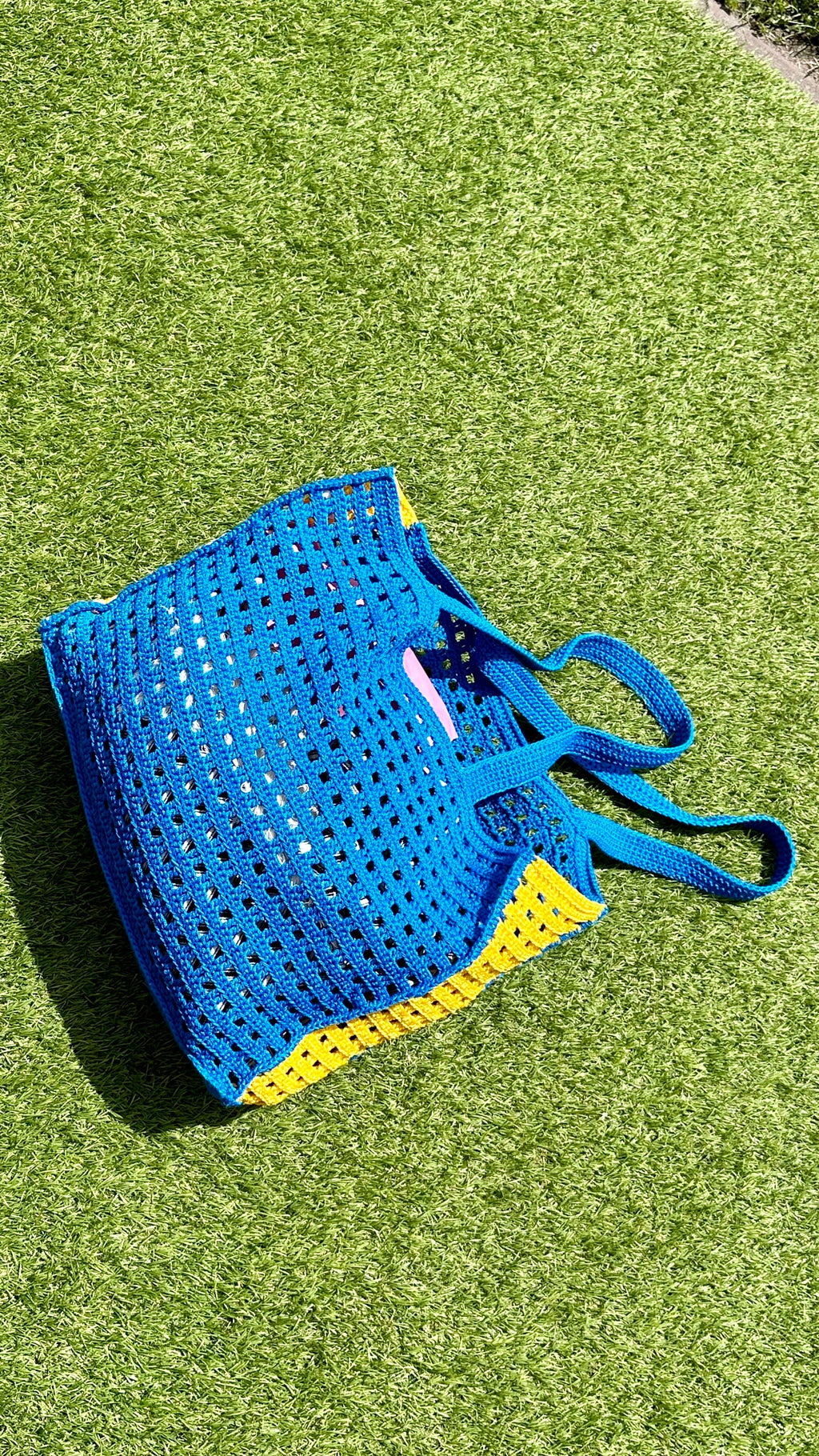 Crochet tote bag hanmade purse Market blue yellow bag Bongbong Net Farmers market bag Beachy boho bag Crochet produce bag Crochet tote bag