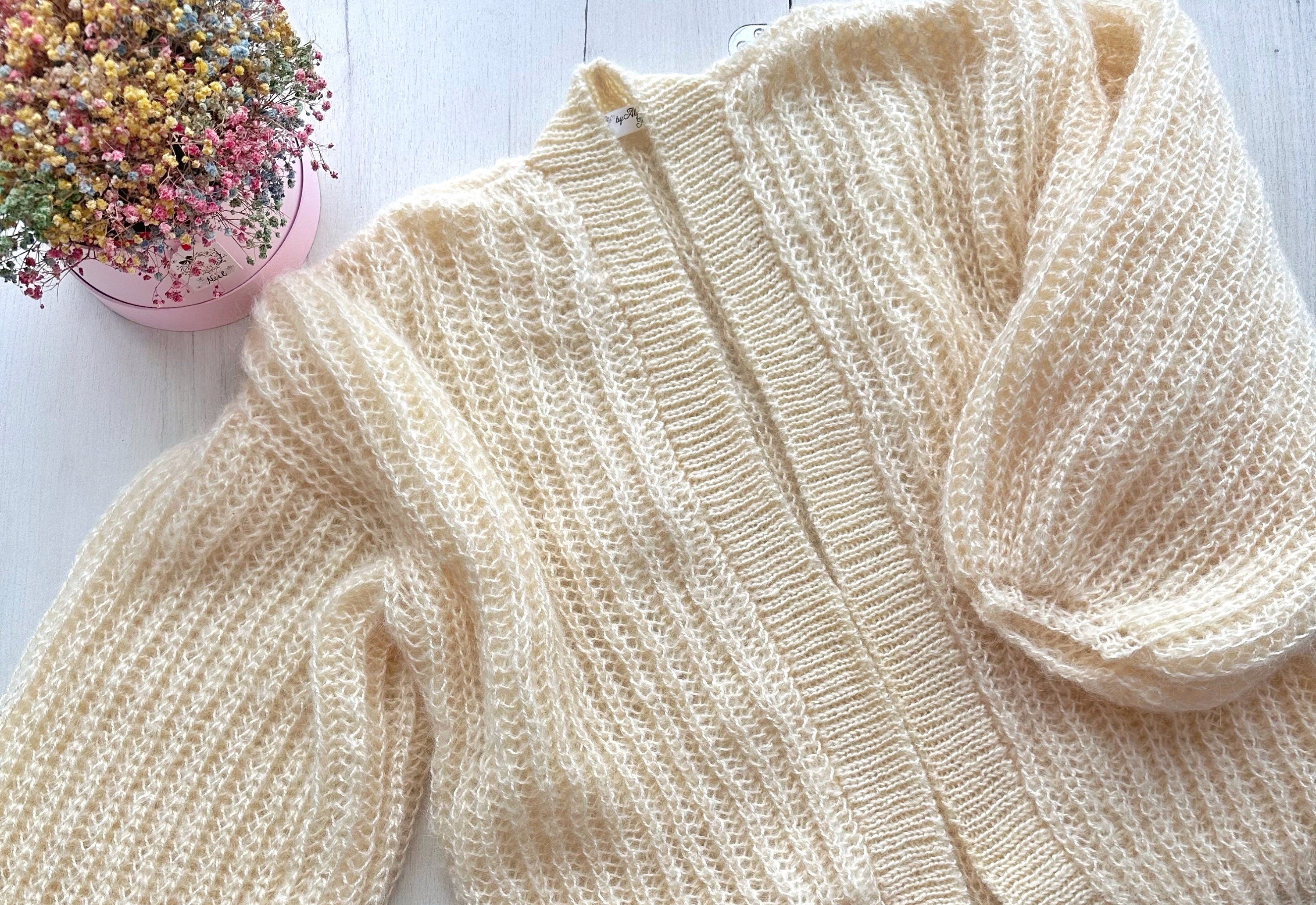 Mohair Cream cardigan women Wedding cardigan Mohair sweater Pastel knitted coat Jacket Women Bridal shrug bolero wool Fluffy short cardigan