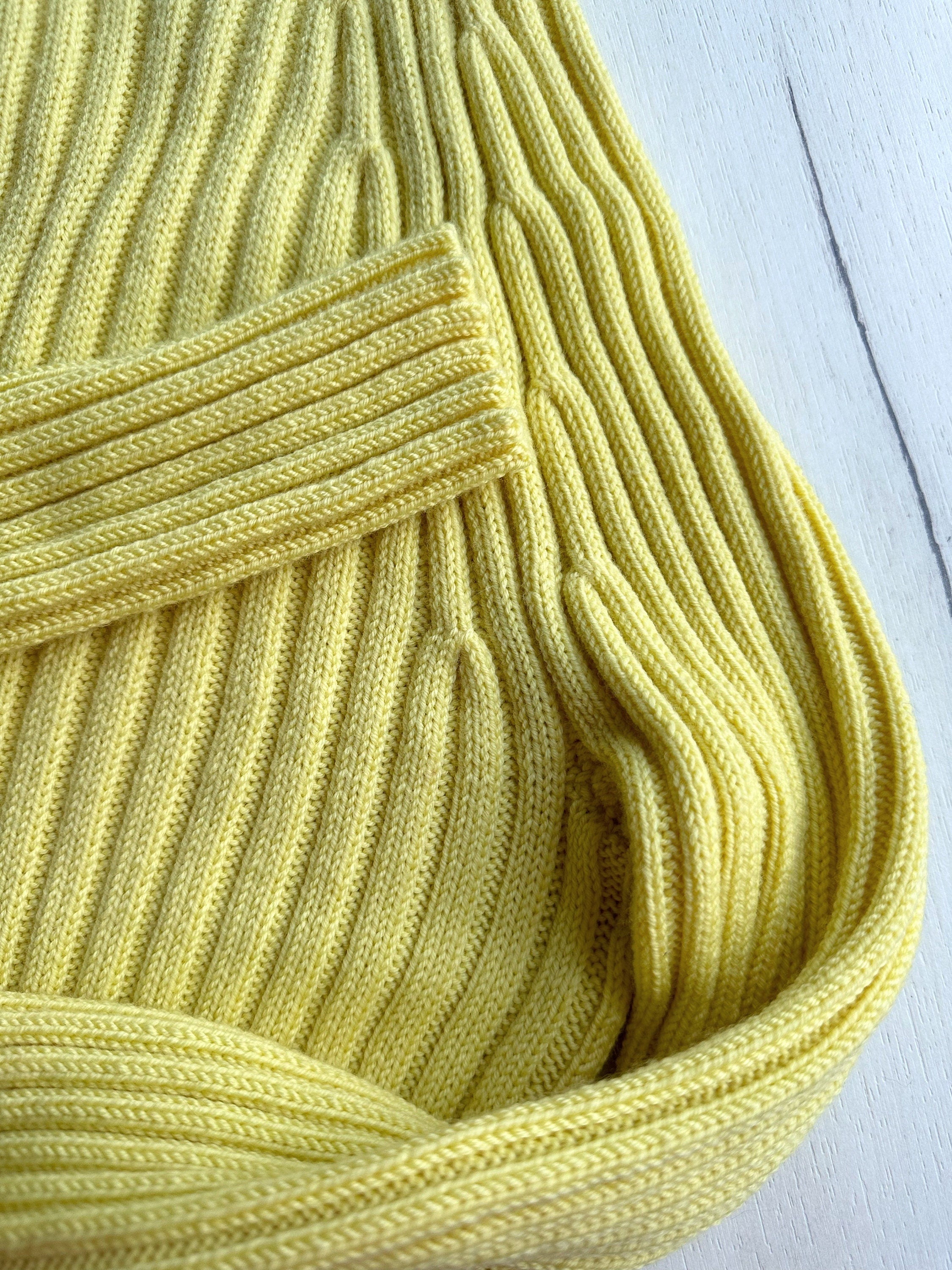 Merino wool Organic Cotton Yellow Knitted Turtleneck for women Ribbed Knitted Sweater Passion Long Sleeve Sweater Comfortable body-friendly