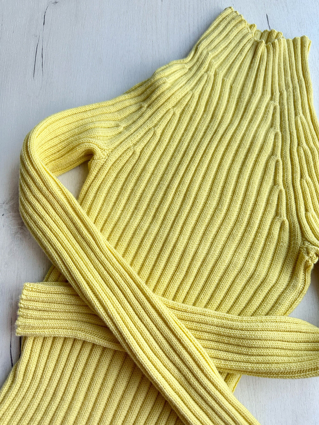 Merino wool Organic Cotton Yellow Knitted Turtleneck for women Ribbed Knitted Sweater Passion Long Sleeve Sweater Comfortable body-friendly