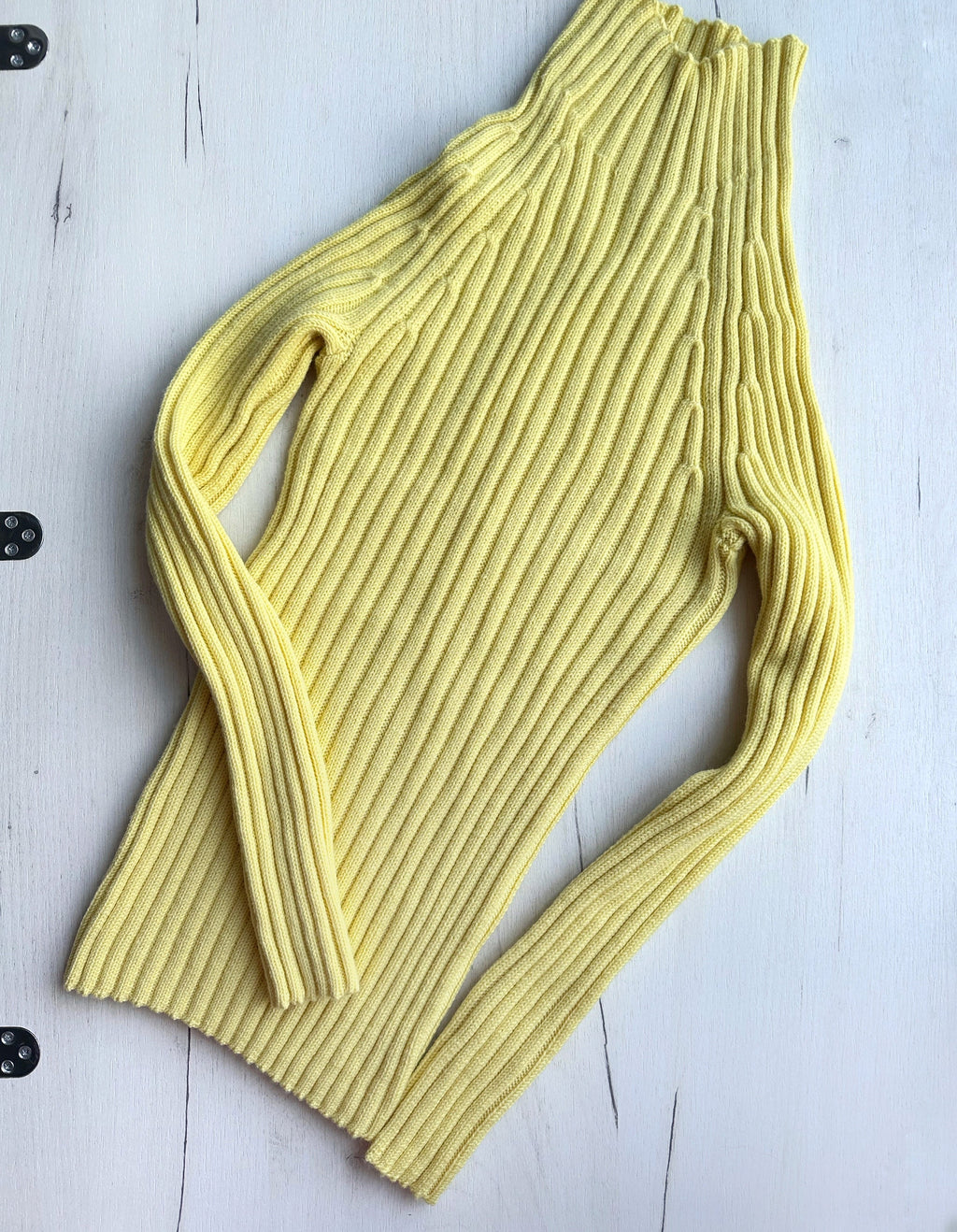 Merino wool Organic Cotton Yellow Knitted Turtleneck for women Ribbed Knitted Sweater Passion Long Sleeve Sweater Comfortable body-friendly
