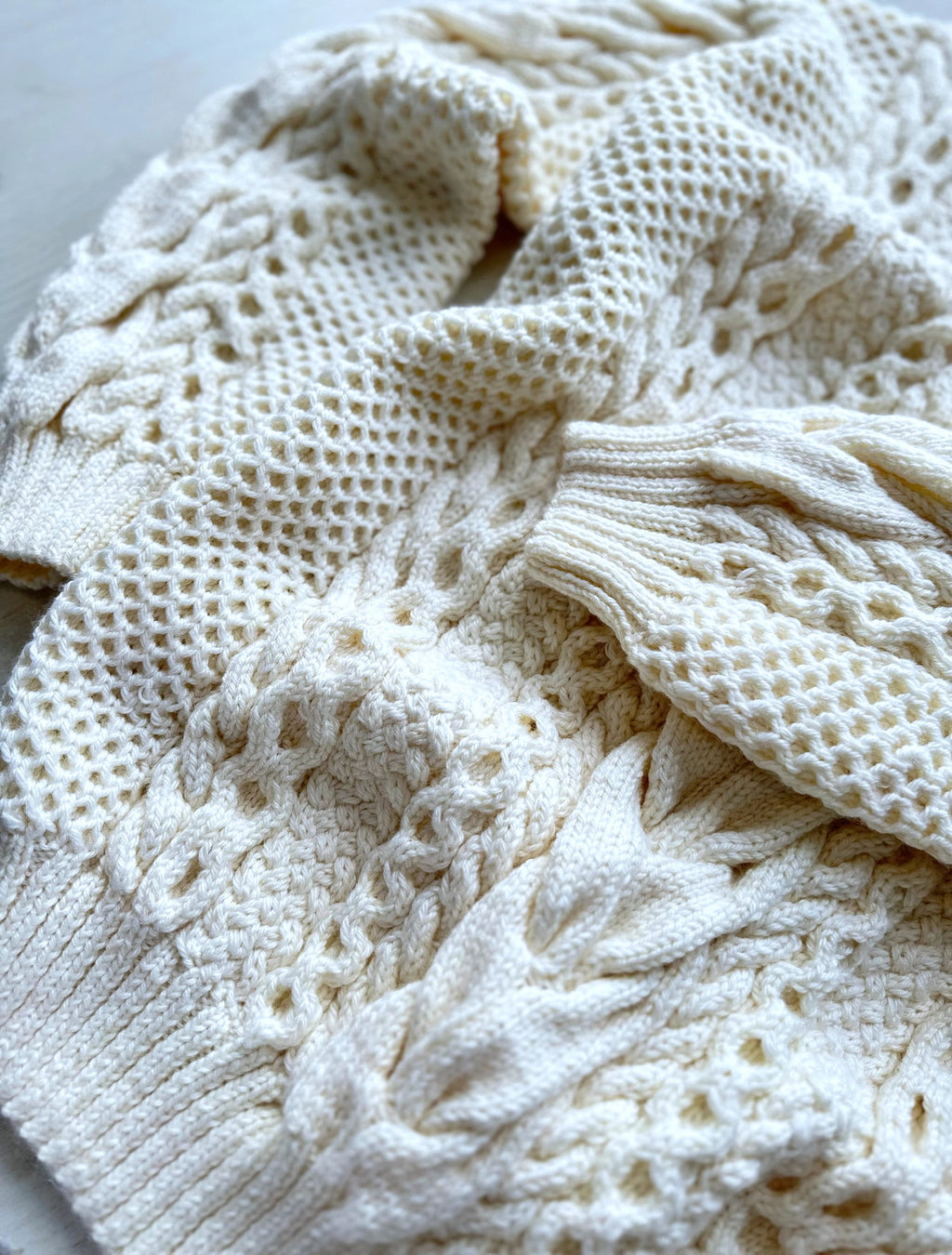 Aran long oversize sweater Big hand knit merino wool mixture sweater Milky white knitted cable knit pullover for women Oversized chunky knit