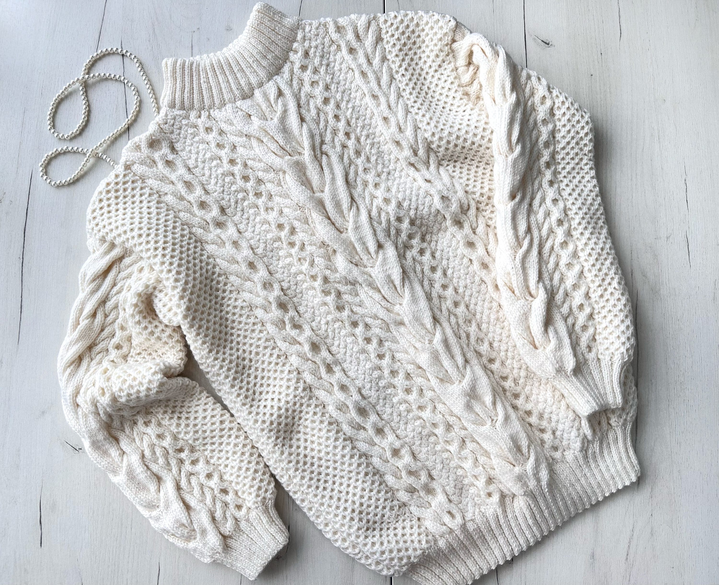 Aran long oversize sweater Big hand knit merino wool mixture sweater Milky white knitted cable knit pullover for women Oversized chunky knit